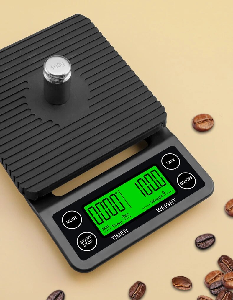 ANYCO Anygleam Digital Kitchen Timer & Coffee Scale - 5Kg Capacity, Precision Weighing for Cooking & Baking, Black - Perfect for Home, Restaurant & Barista Use