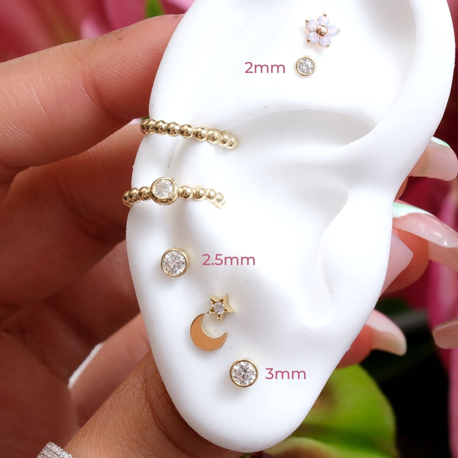 14K Yellow Gold Round Gemstone Flat Back Stud Earrings - Bezel Set for Secure Wear | Perfect for Daily Use, Gifts & Special Occasions