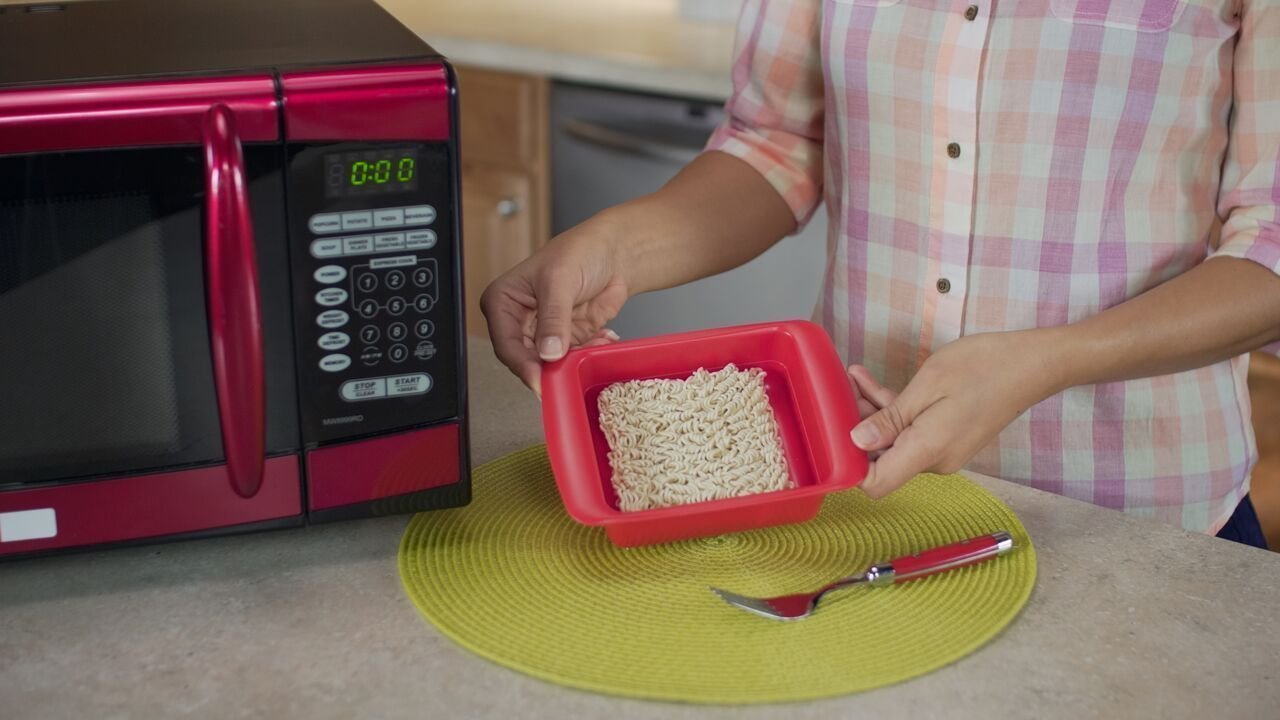 Rapid Ramen Cooker - 3-Minute Microwave Noodle Cooker, BPA-Free & Dishwasher Safe (Red, 1-Pack) - Perfect for Dorm Rooms, Office Lunches & Quick Meals