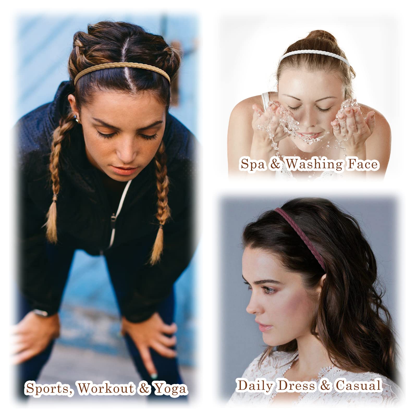 WOVOWOVO 7mm Thin Headbands for Women - 12 Pack Plastic Hairbands with Teeth for Girls, Teens & Women - Non-Slip Hair Accessories for Styling, Workouts & Everyday Use