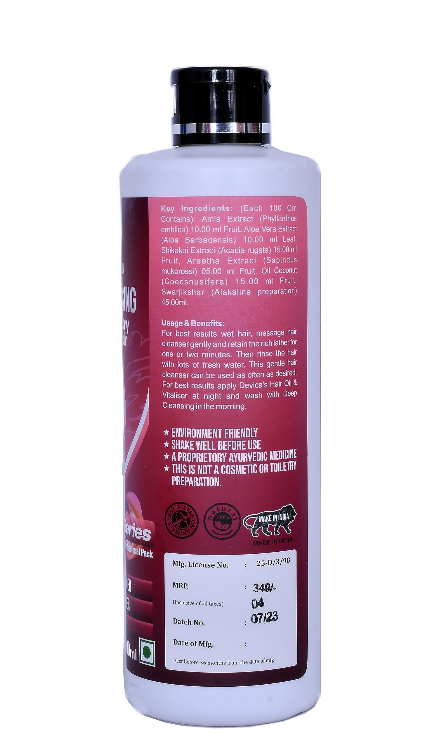 Devicaas Deep Hair Cleanser 500ml for Dry to Normal Hair - Coconut Oil, Shikakai, Aloe Vera & Areetha Extracts | Gentle Cleansing & Nourishment for Healthy Hair | Perfect for Daily Use & Scalp Care