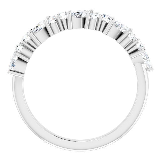 0.86 Carat Marquise & Round Diamond Wedding Band - Elegant Bridal Ring for Engagement, Anniversary & Special Occasions