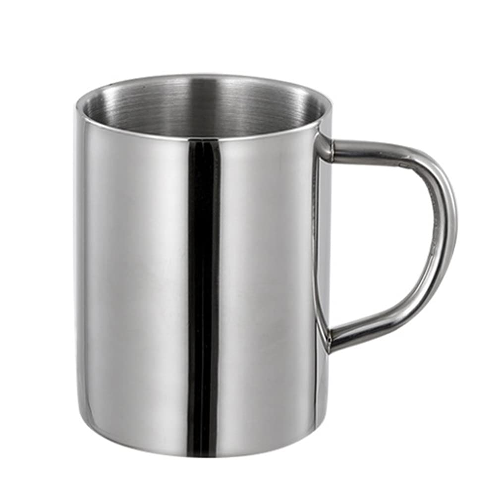 Hemoton 220ml Stainless Steel Double Wall Insulated Coffee Mug - Shatterproof Tea Cup with Handle for Hot & Cold Drinks - Perfect for Home, Office, Camping, Travel & Outdoor Use