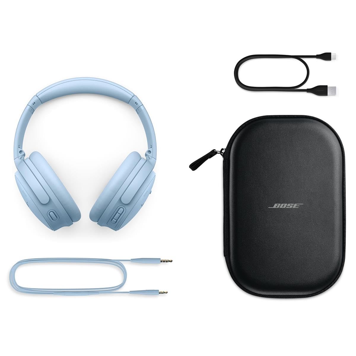 Bose QuietComfort 45 Wireless Bluetooth Noise Cancelling Over-Ear Headphones with Portable Charger - Moonstone Blue | Premium Sound for Travel, Work & Home Office Use