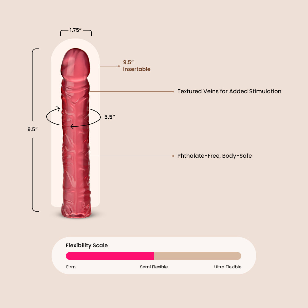 Realistic Crystal Jellies Classic Dildo - 10 Inch Lifelike Silicone Adult Toy for Couples & Solo Play | Perfect for Spicing Up Bedroom, Bachelorette Parties & Sensual Exploration