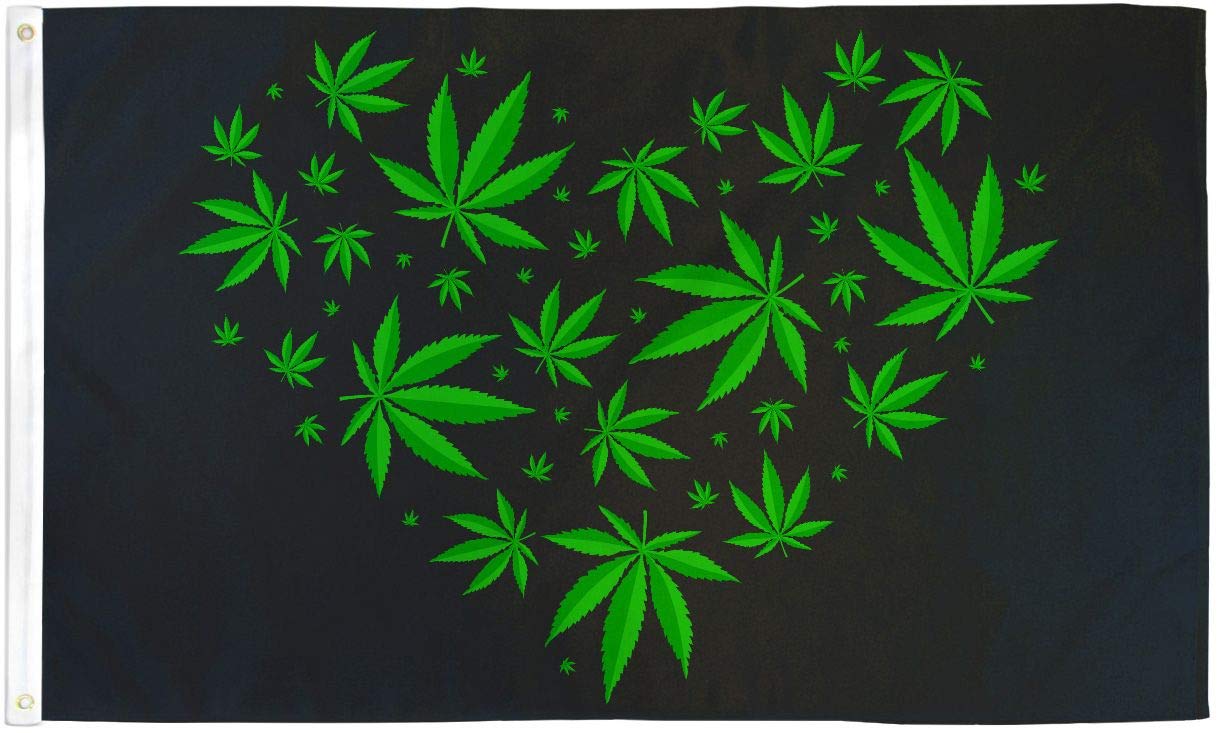 Premium 3'x5' Marijuana Love Pot Heart Weed Hemp Polyester Flag - Perfect for Cannabis Enthusiasts, Festivals & Home Decor