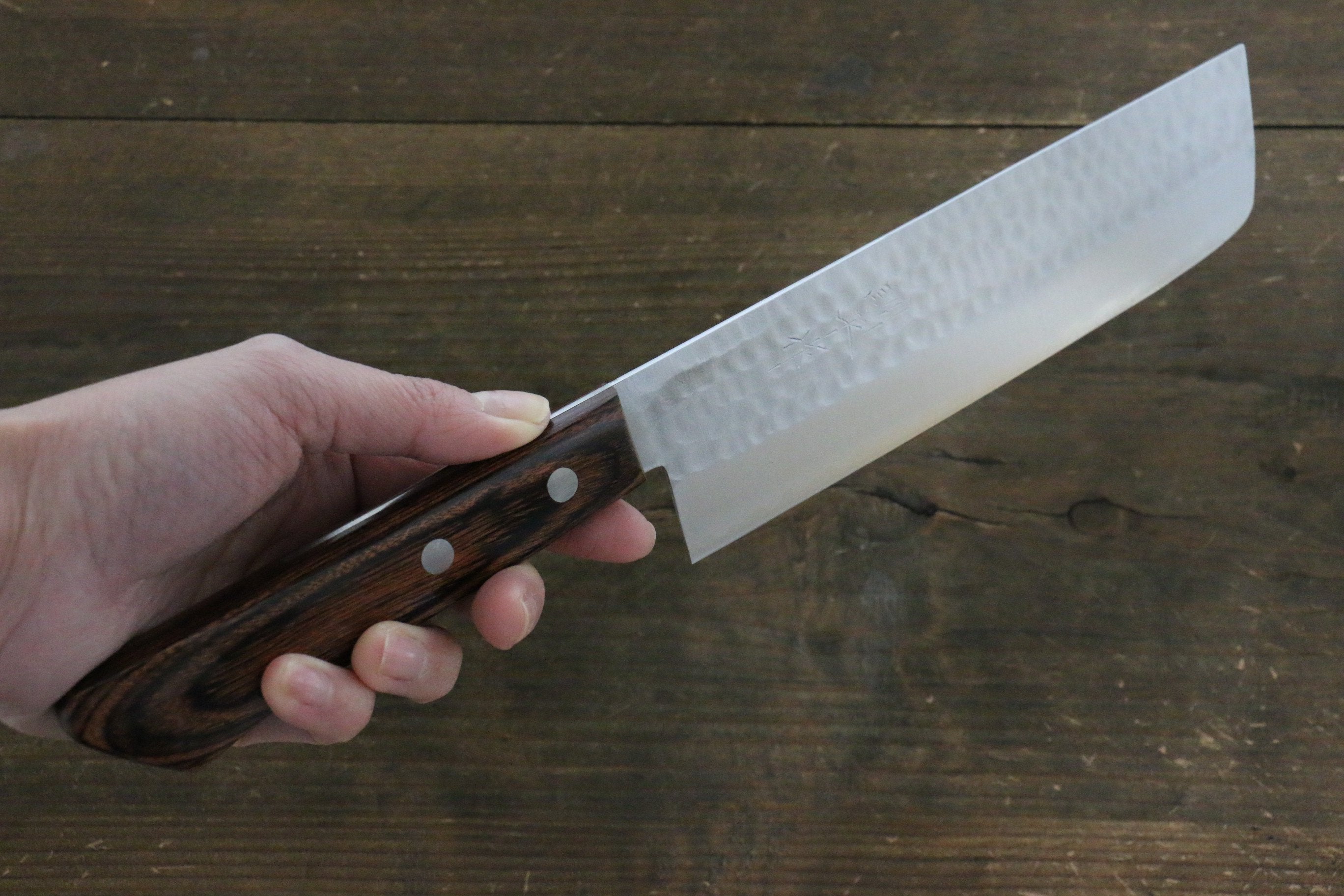 Premium Kunihira VG1 Hammered Usuba Knife 165mm - Japanese Chef Knife with Mahogany Handle - High Carbon Stainless Steel Blade for Slicing, Chopping & Precision Cutting - Perfect for Sushi, Vegetables & Professional Kitchens