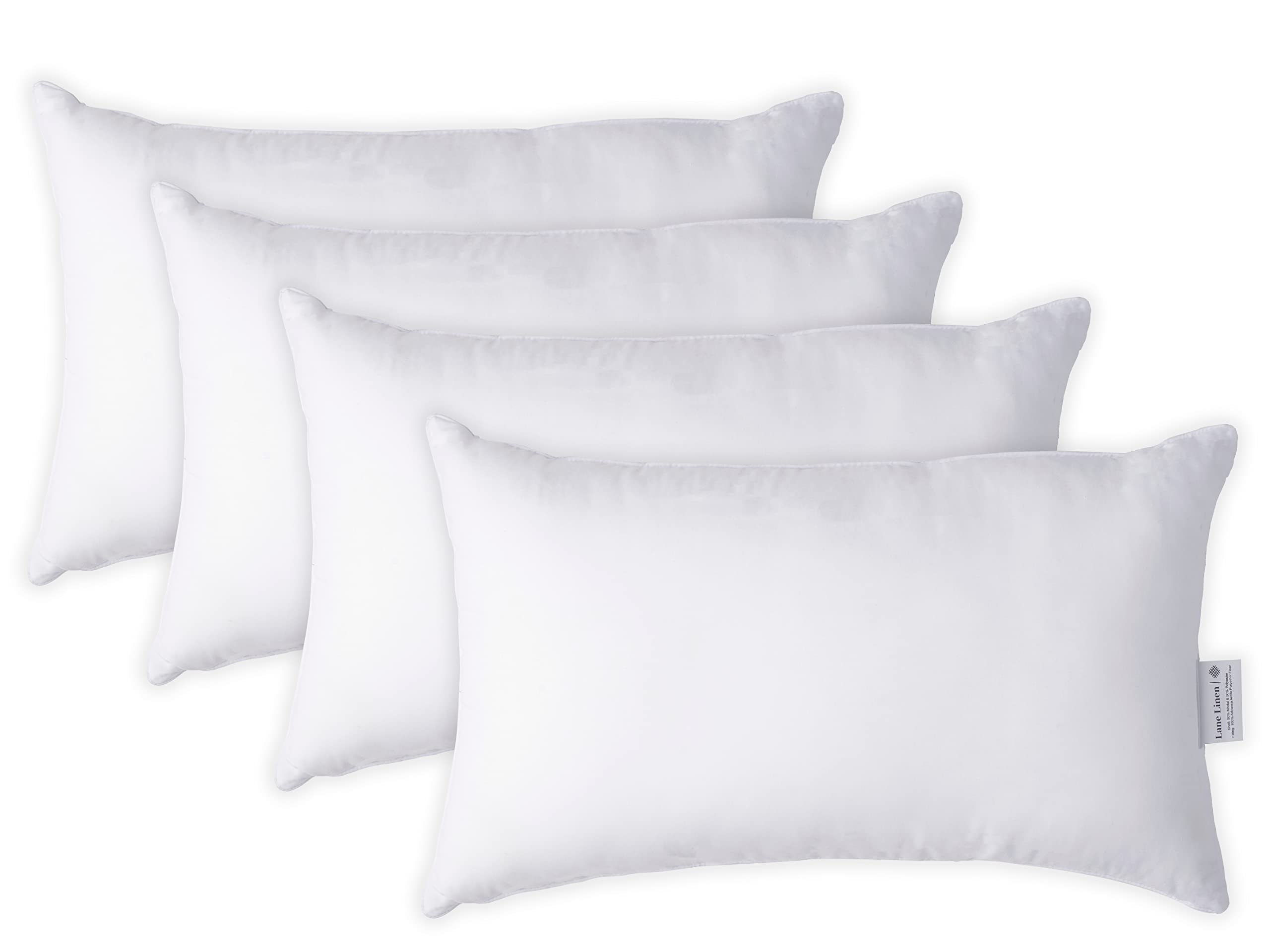 Premium 12x20 Fluffy Pillow Inserts Set of 4 - White Decorative Couch Pillows for Sofa, Bed & Living Room | Soft Throw Pillow Covers Filler for Home Decor & Cozy Comfort