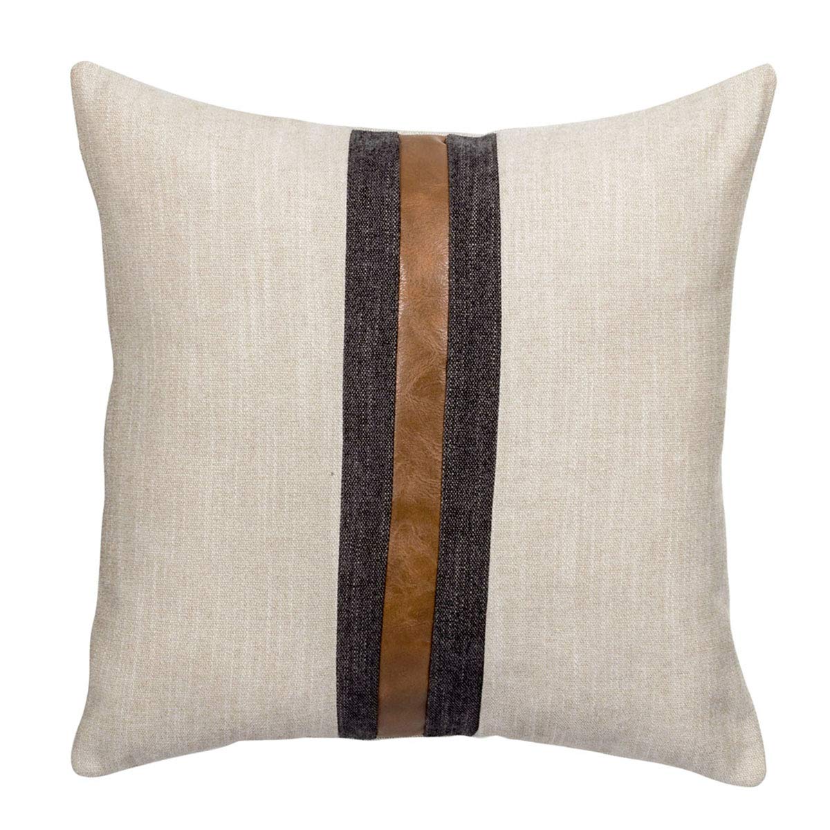 BOYSUM 20x20 Inch Faux Leather Throw Pillow Covers - Farmhouse Decorative Accent Pillows for Outdoor, Couch, Sofa & Bed - Modern Home Decor (Beige) | Perfect for Living Room, Patio & Seasonal Home Styling