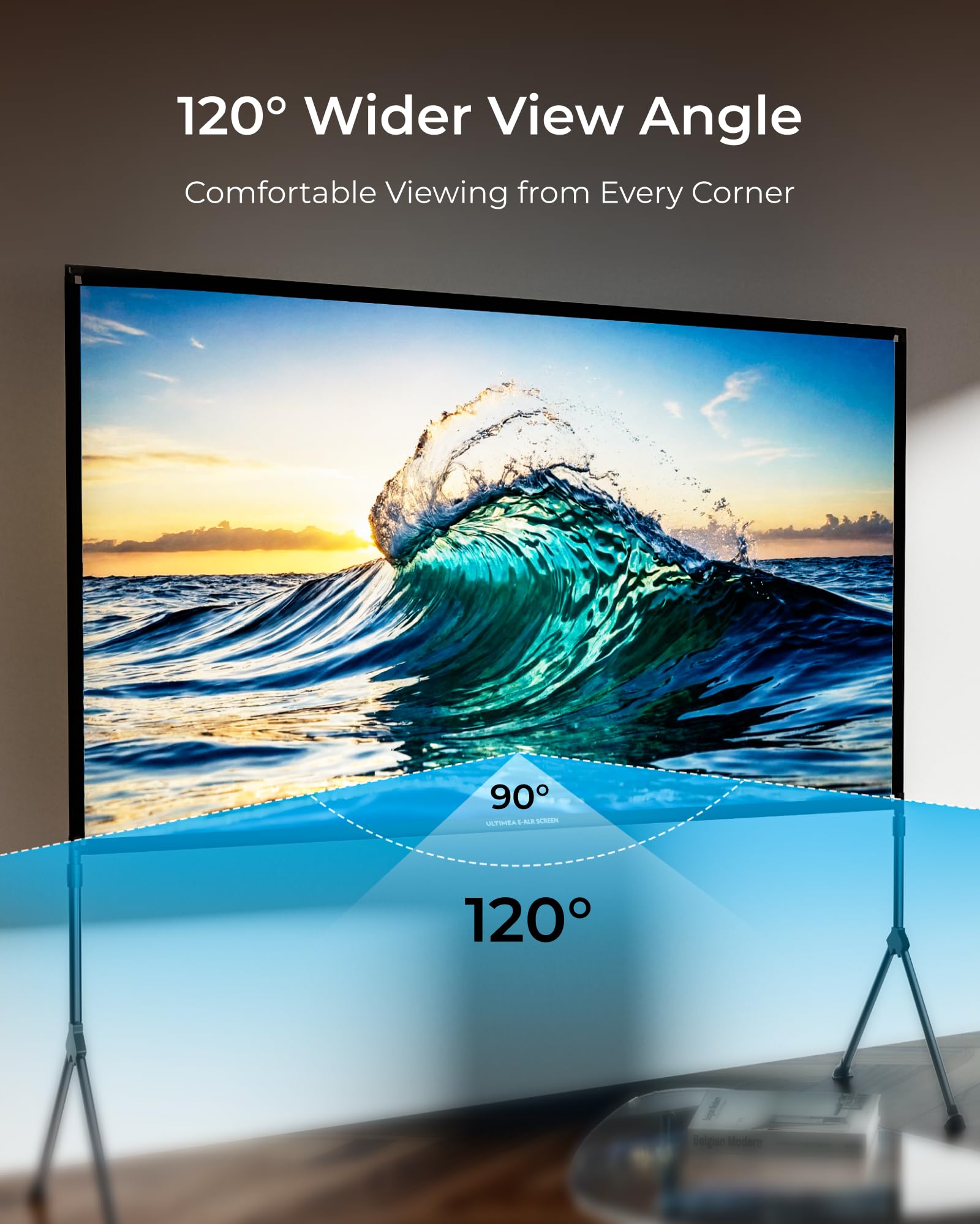 ULTIMEA E-ALR 120-inch Portable Projector Screen with Stand - 80% Ambient Light Rejection, 2.0 Gain Value for 4K/Full HD Movies - Perfect for Outdoor Daytime Viewing & Home Theater Setup - Includes Photon 120 Stand for Easy Installation