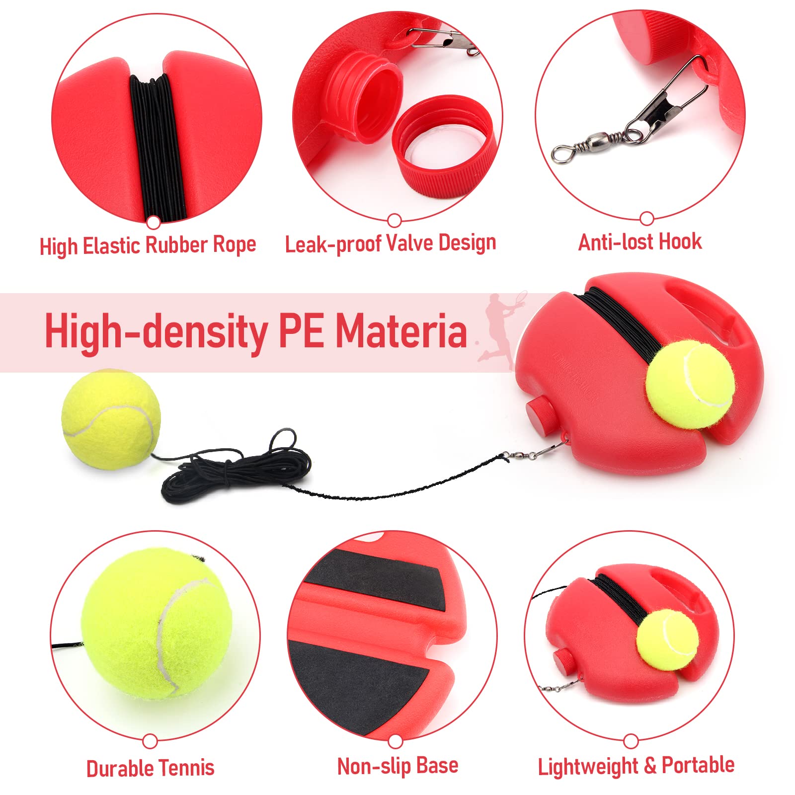 Solo Tennis Trainer Rebound Ball with String - Portable Tennis Practice Equipment for Self-Training | Includes 3 Tennis Balls & Elastic Strings | Perfect for Beginners & Adults | Indoor & Outdoor Use