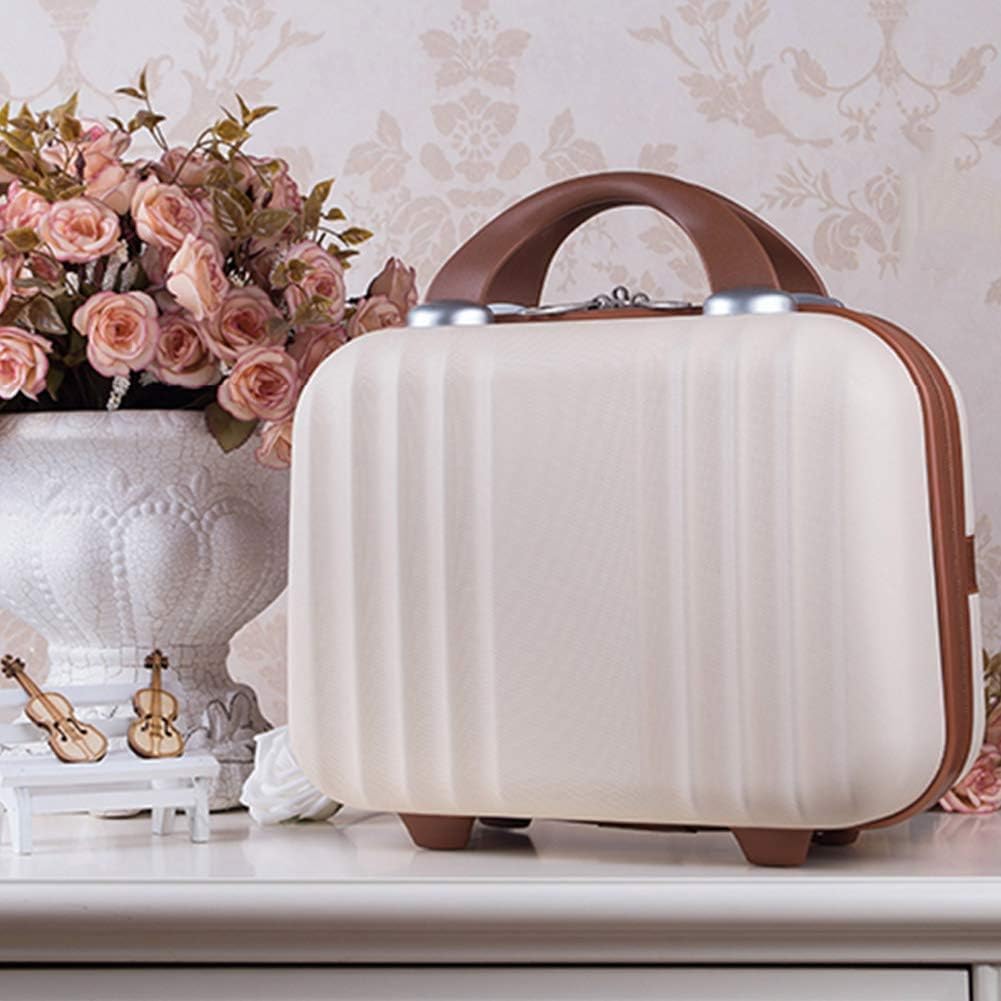 LOOKMINT Mini Hard Shell Travel Makeup Case with Lock - Waterproof Cosmetic Organizer for Women | Portable Vanity Suitcase with Password Zipper | Perfect for Air Travel, Gym & Daily Storage (JK-46)