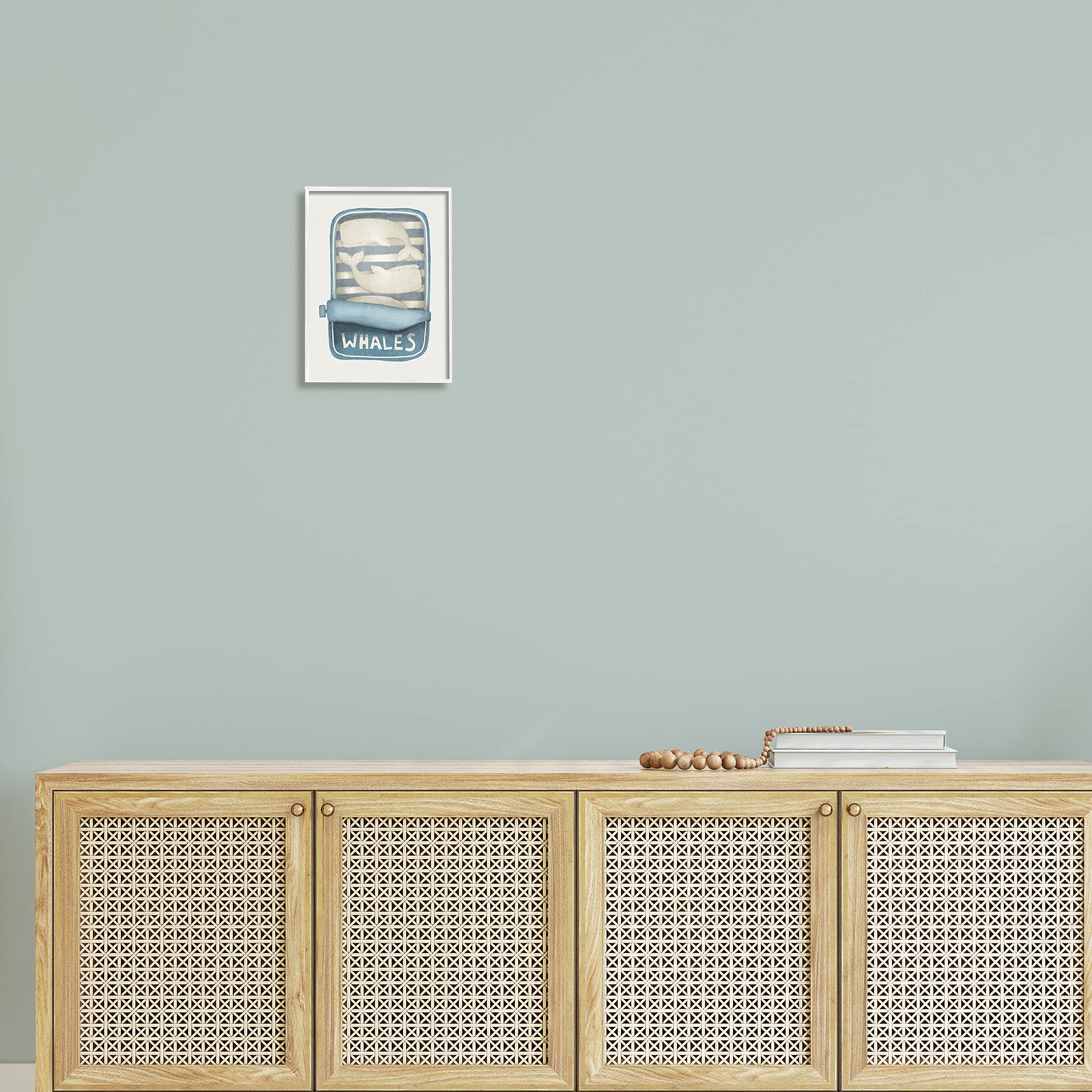Stupell Industries Whimsical Whale Tuna Can Art Print - Sea Life Wall Decor by Leah Straatsma - Perfect for Beach House, Nursery & Coastal Themed Rooms