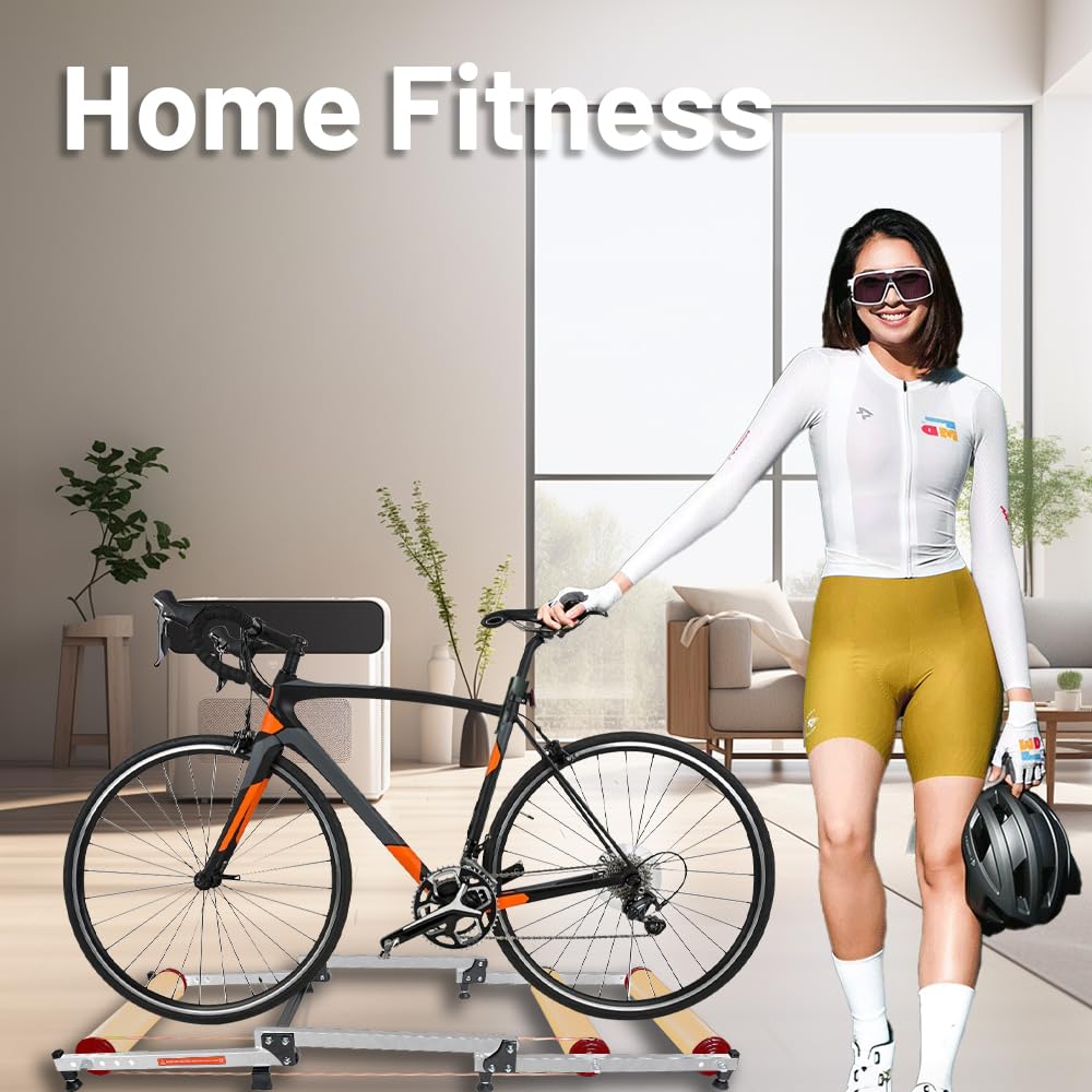 Adjustable Indoor Bike Trainer Stand with Resistance - Foldable Cycling Rollers for MTB & Road Bikes - Home Exercise Equipment for Cardio & Endurance Training