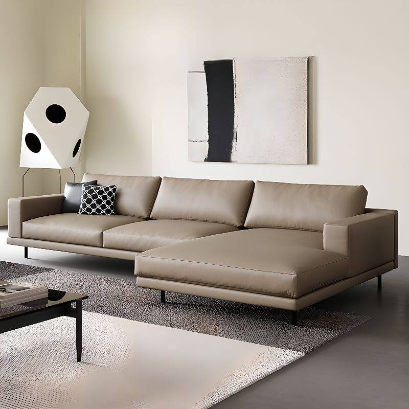 L-Shaped Sectional Sofa with Chaise Lounge in Auburn - Left-Facing Design for Living Room, Home Theater & Small Spaces