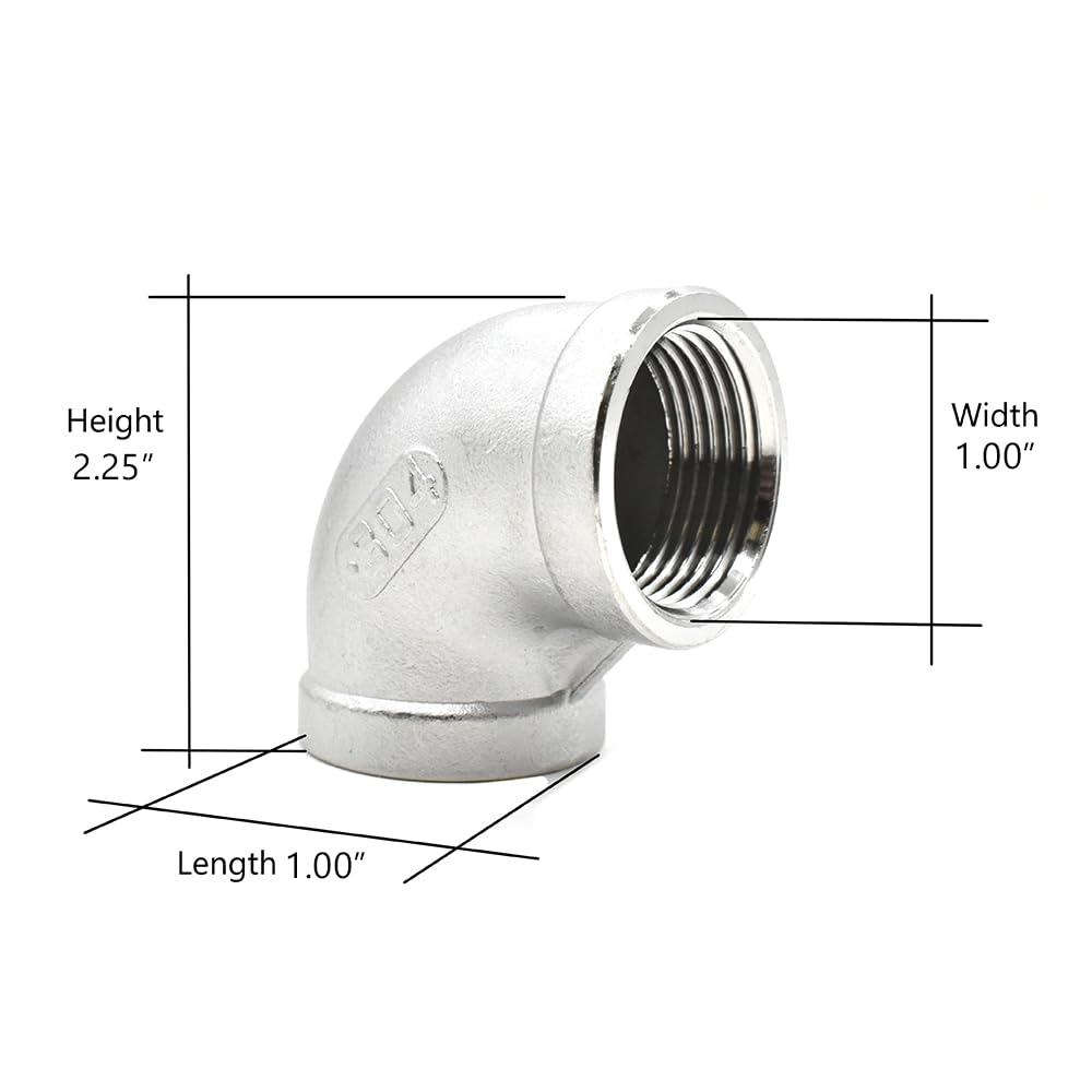 1 Inch 90 Degree Elbow Fitting - 304 Stainless Steel Pipe Connector - Heavy Duty Plumbing & HVAC Supplies - for Water, Gas & Industrial Piping Systems