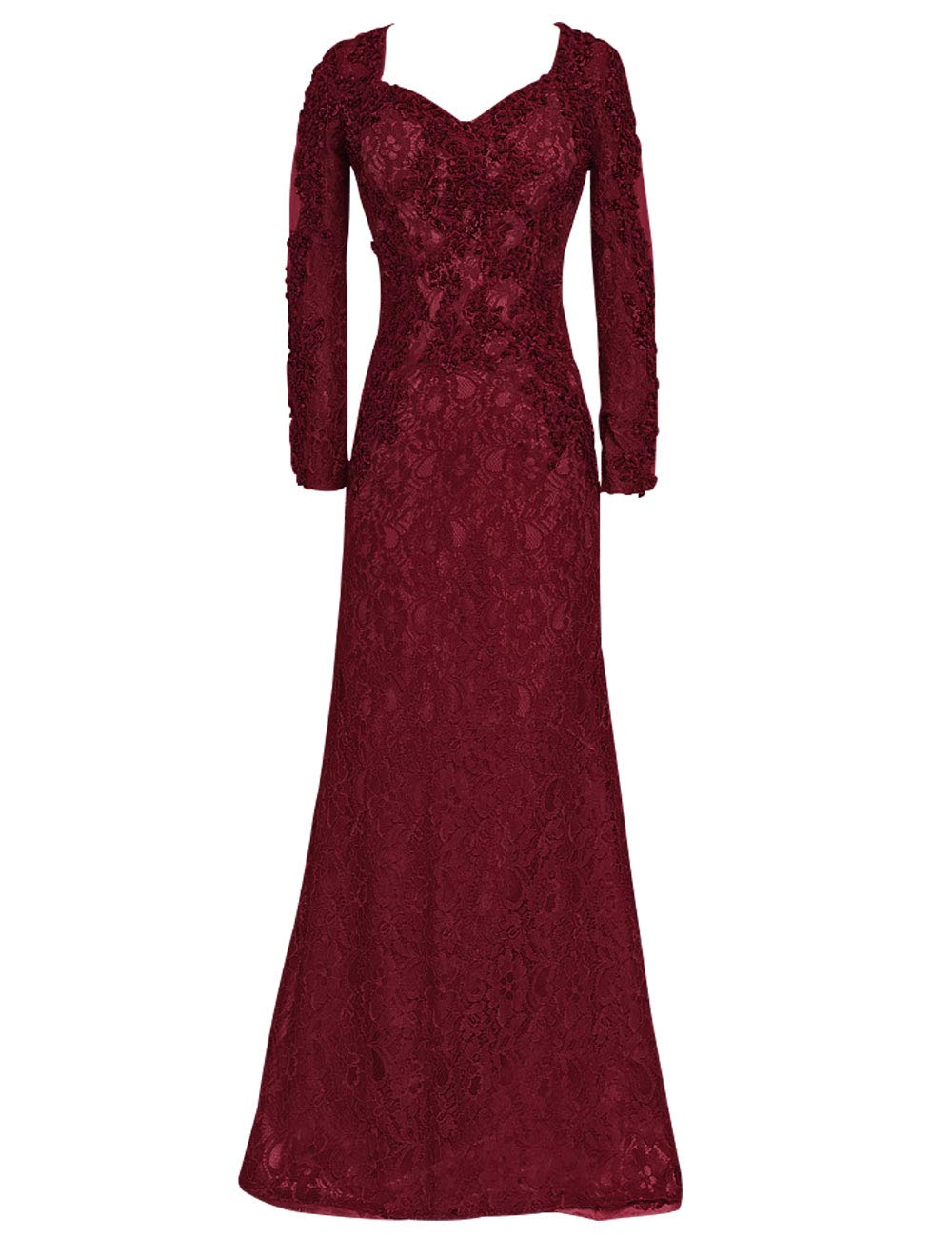 Elegant Lace Mother of The Bride Dresses - Long Sleeve Formal Evening Gowns with V-Neck for Wedding, Cocktail Party & Special Occasions