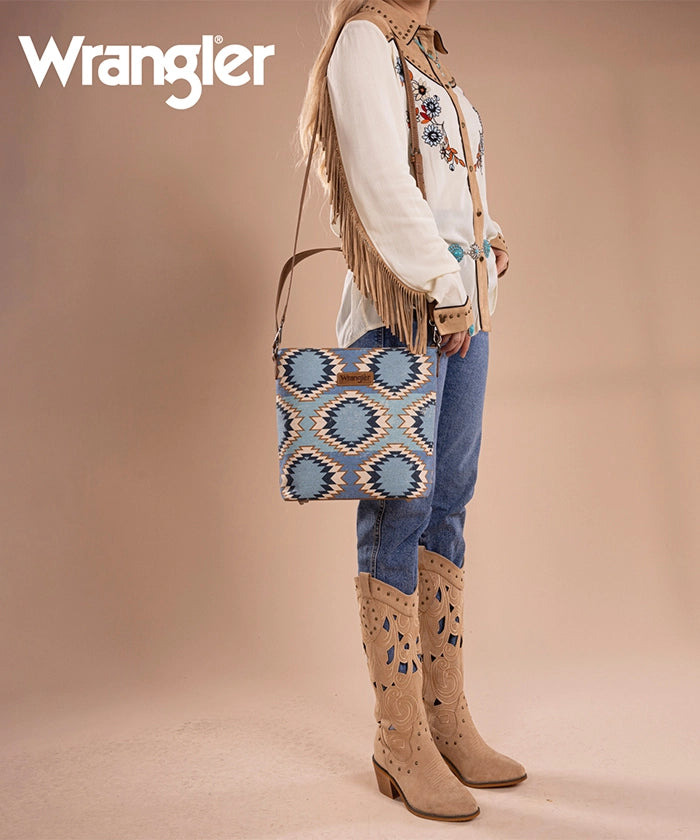 Wrangler Dual-Sided Print Canvas Shoulder Bag for Men & Women - Stylish Crossbody Purse for Travel, Work, and Everyday Use