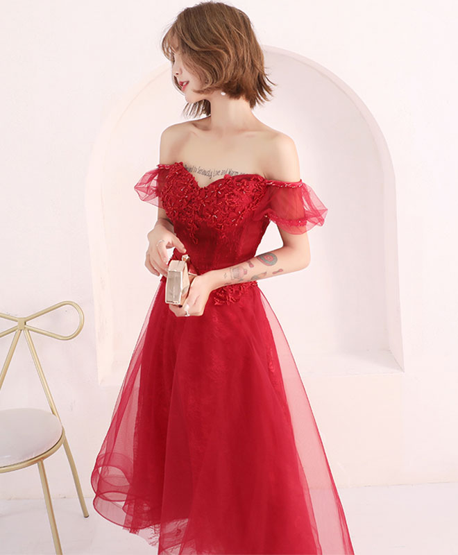 Elegant Burgundy Lace Short Prom Dress for Women - Sexy Burgundy Evening Party Gown - Perfect for Homecoming, Cocktail Parties & Formal Events