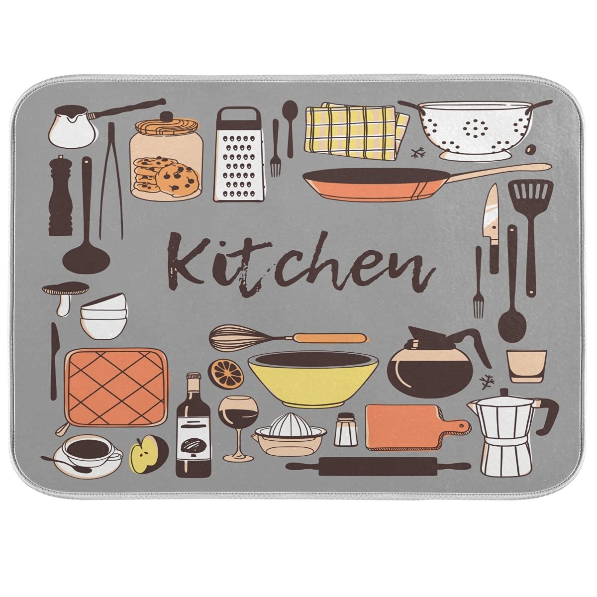 Microfiber Dish Drying Mat 18x24 - Grey Reversible for Kitchen Counter | Fast Absorbent Dishes Pad for Drain Rack & Counter Protection