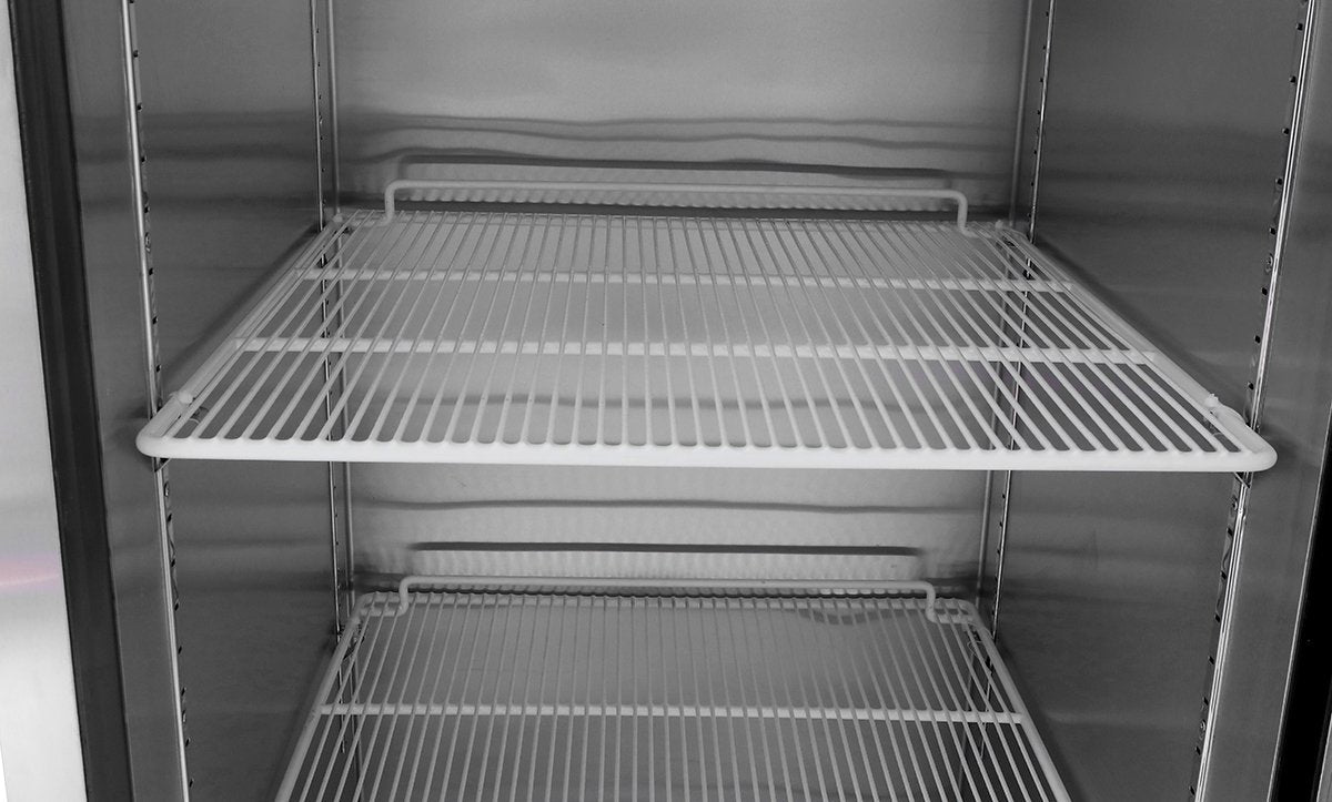 Atosa MBF8010GR Commercial Top Mount Two Divided Door Refrigerator - Right Hinge for Restaurants, Cafes & Food Service Businesses - Perfect for High Volume Kitchen Storage & Display