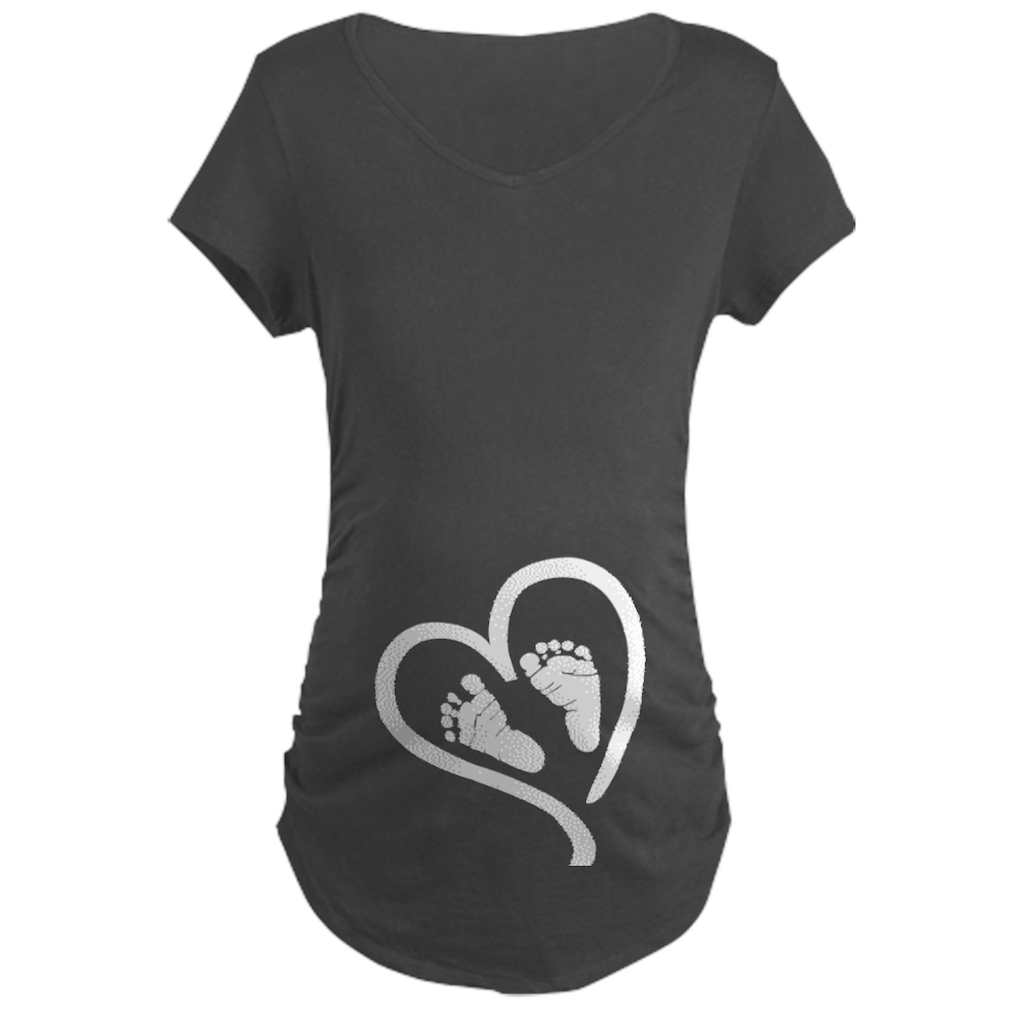 Women's Maternity Ruched Side T-Shirt - Baby Heart Pregnancy Shirt for Expecting Moms | Comfortable & Stylish Maternity Tee for Pregnancy Announcements, Baby Showers & Photo Shoots