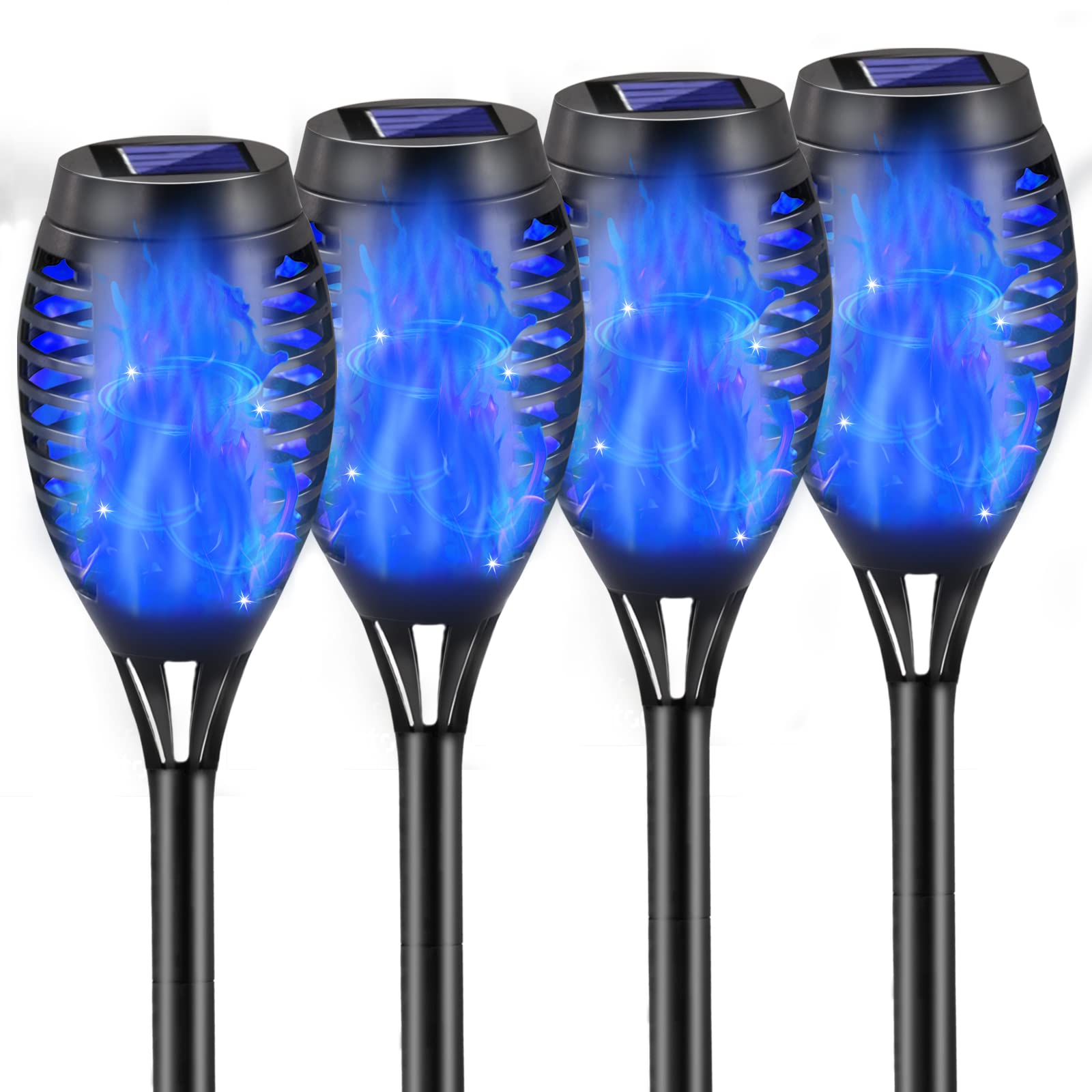 COCOMOX 4 Pack Solar Torch Lights Outdoor - Waterproof 12 LED Flickering Flame Solar Lights for Garden, Pathway & Landscape Decor | Auto On/Off Dusk to Dawn | Perfect for Patio, Backyard & Outdoor Parties