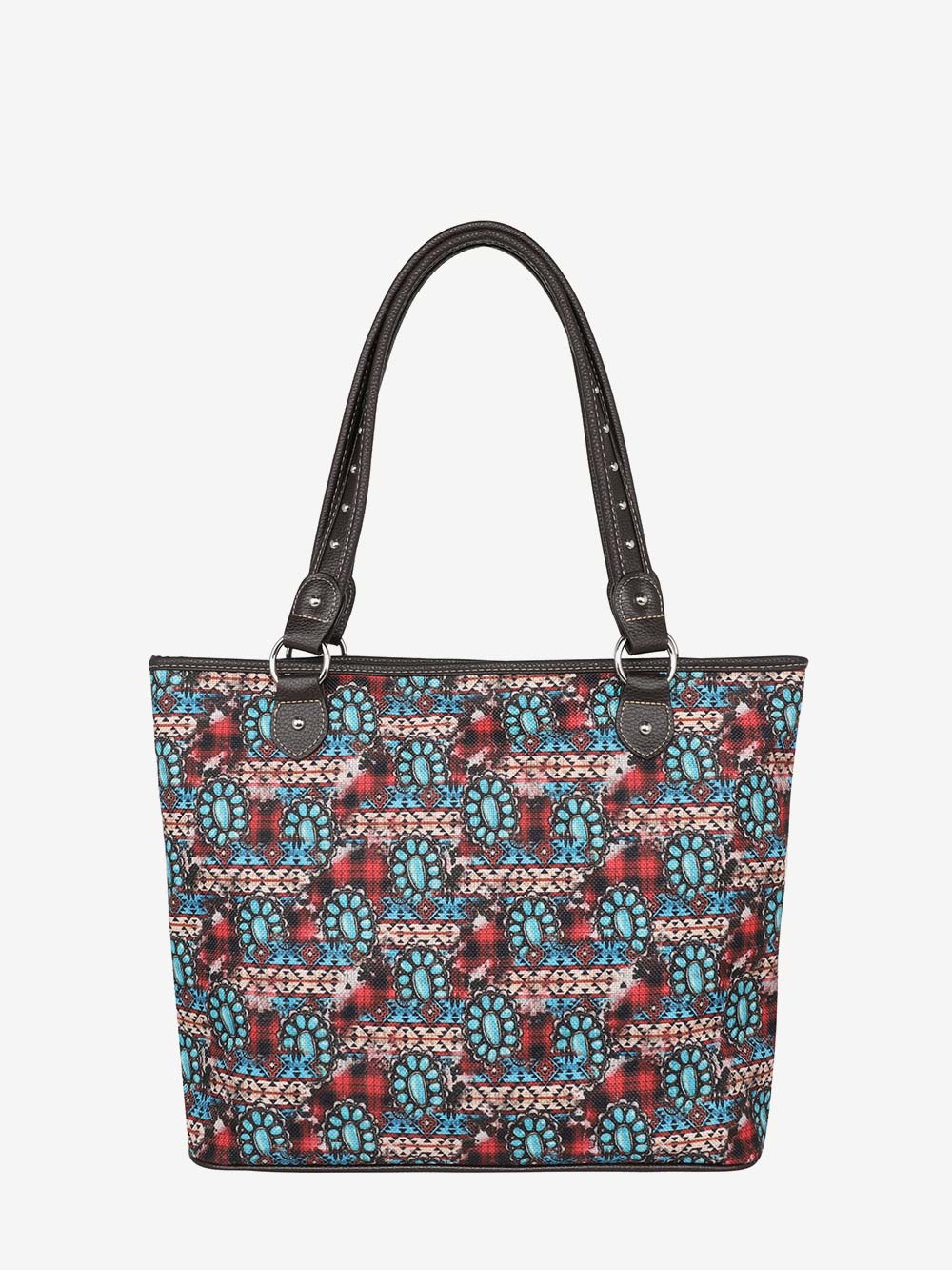 Montana West Aztec Squash Blossom Print Canvas Tote Bag - Stylish & Durable Handbag for Women, Perfect for Shopping, Beach & Daily Use