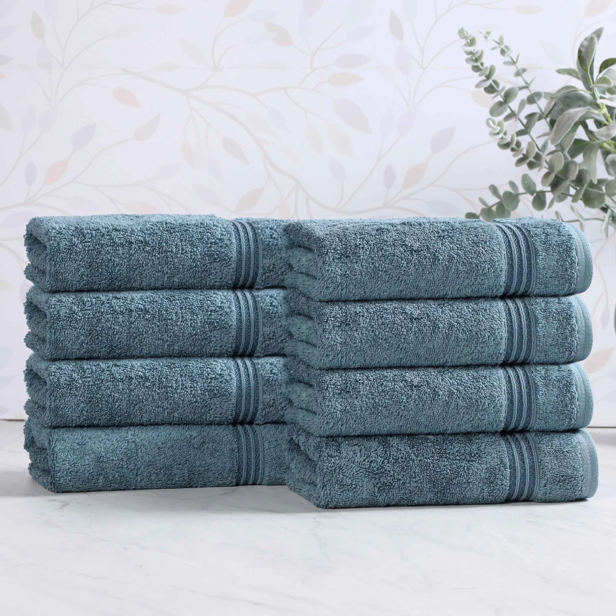 Premium 100% Egyptian Cotton Plush Hand Towels - Ultra Soft & Absorbent Bath Towel Set of 8 for Bathroom, Kitchen & Spa Luxury (24x16 Inches)