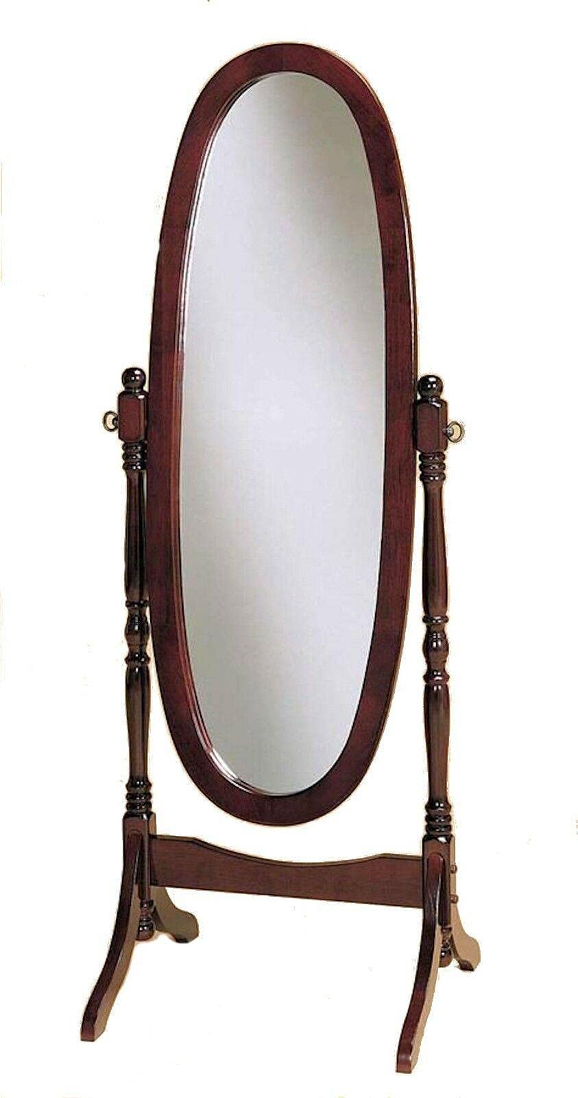 Jatet Swivel Full Length Wood Cheval Floor Mirror - White Oak, Cherry, Black Espresso - Elegant Freestanding Dressing Mirror for Bedroom, Bathroom & Living Room