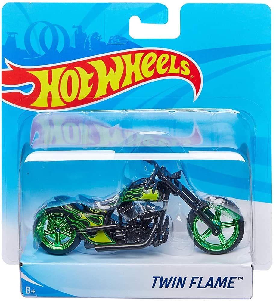 Hot Wheels Street Power Green Twin Flame Motorcycle Toy - Die-Cast Model Car for Kids & Collectors - Perfect for Racing, Display & Gift Giving