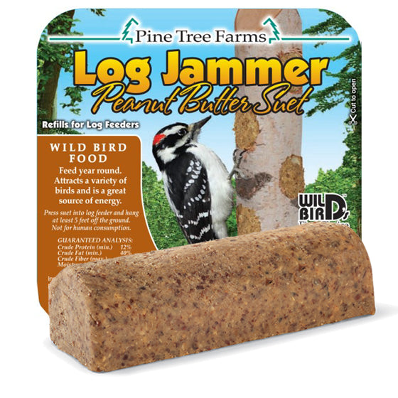 Log Jammer Peanut Suet Plugs - 12 Pack | High Energy Wild Bird Food for Woodpeckers & Songbirds | Perfect for Backyard Bird Feeders & Winter Bird Feeding