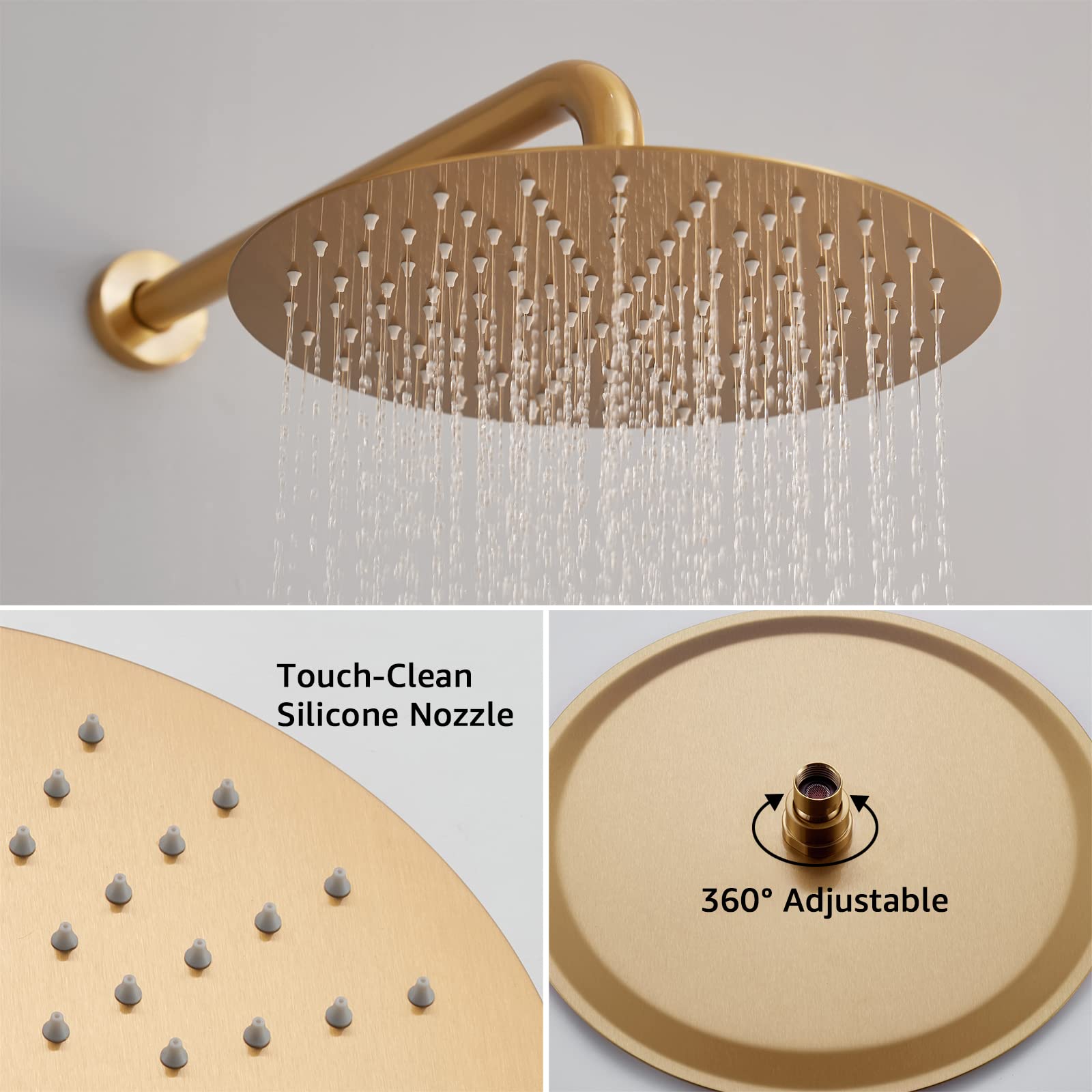 Premium Brushed Gold Wall Mounted Shower System - 10 Inch Rainfall Shower Head with Handheld Sprayer, Pressure Balance Valve & Complete Trim Kit | Perfect for Modern Bathroom Renovation & Spa-Like Shower Experience