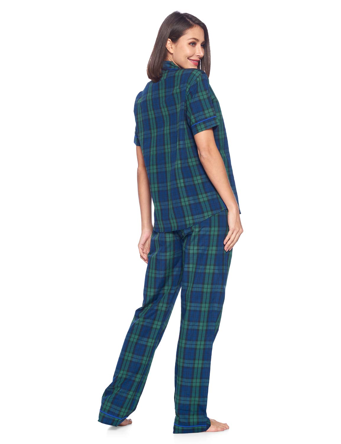 Ashford & Brooks Women's Plaid Woven Pajama Set - Soft Button-Down Sleepwear & Loungewear 2-Piece PJ Set for Cozy Nights & Relaxing at Home