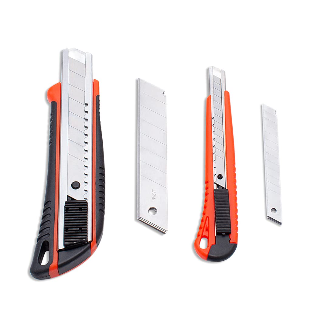 Snap-Off Utility Knife Set with 20 Blades - Heavy Duty Retractable Cutter for Office, Home, Art & Crafts - Perfect for Box Opening, Packaging, DIY Projects & Precision Cutting