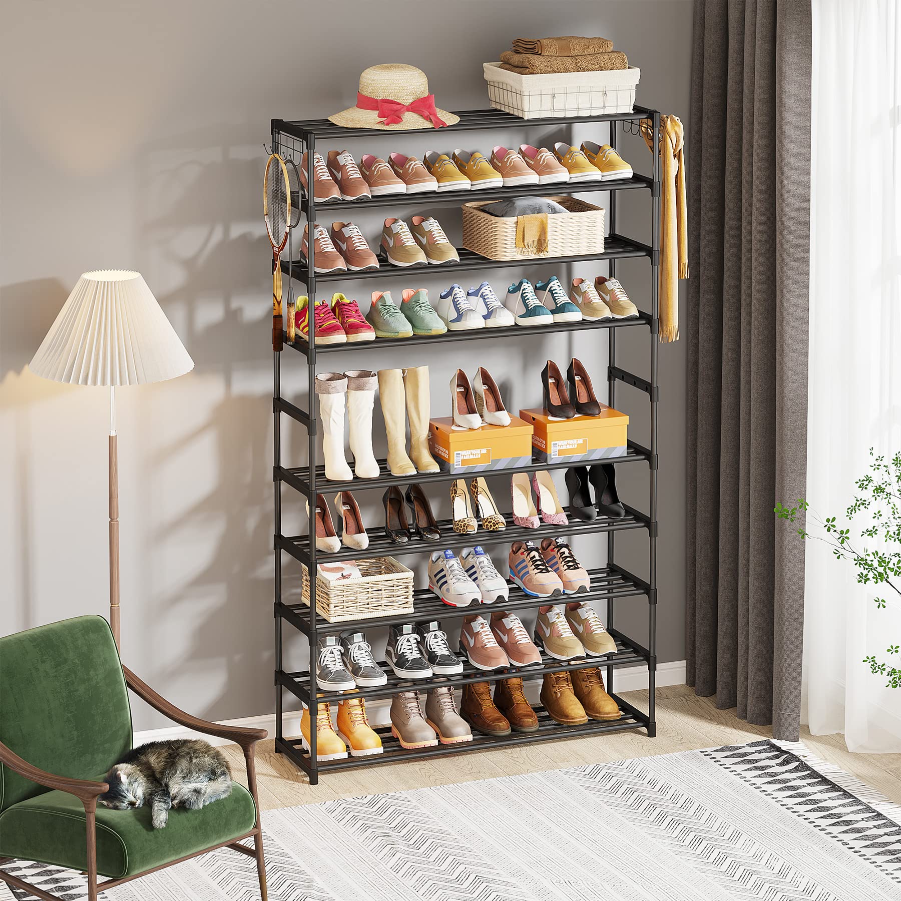 Tribesigns 10-Tier Storage Shelf - Large Capacity Closet Organizer, Space-Saving Tower Shelf for Entryway, Living Room & Hallway | Perfect for Shoes, Books, Toys & Home Organization