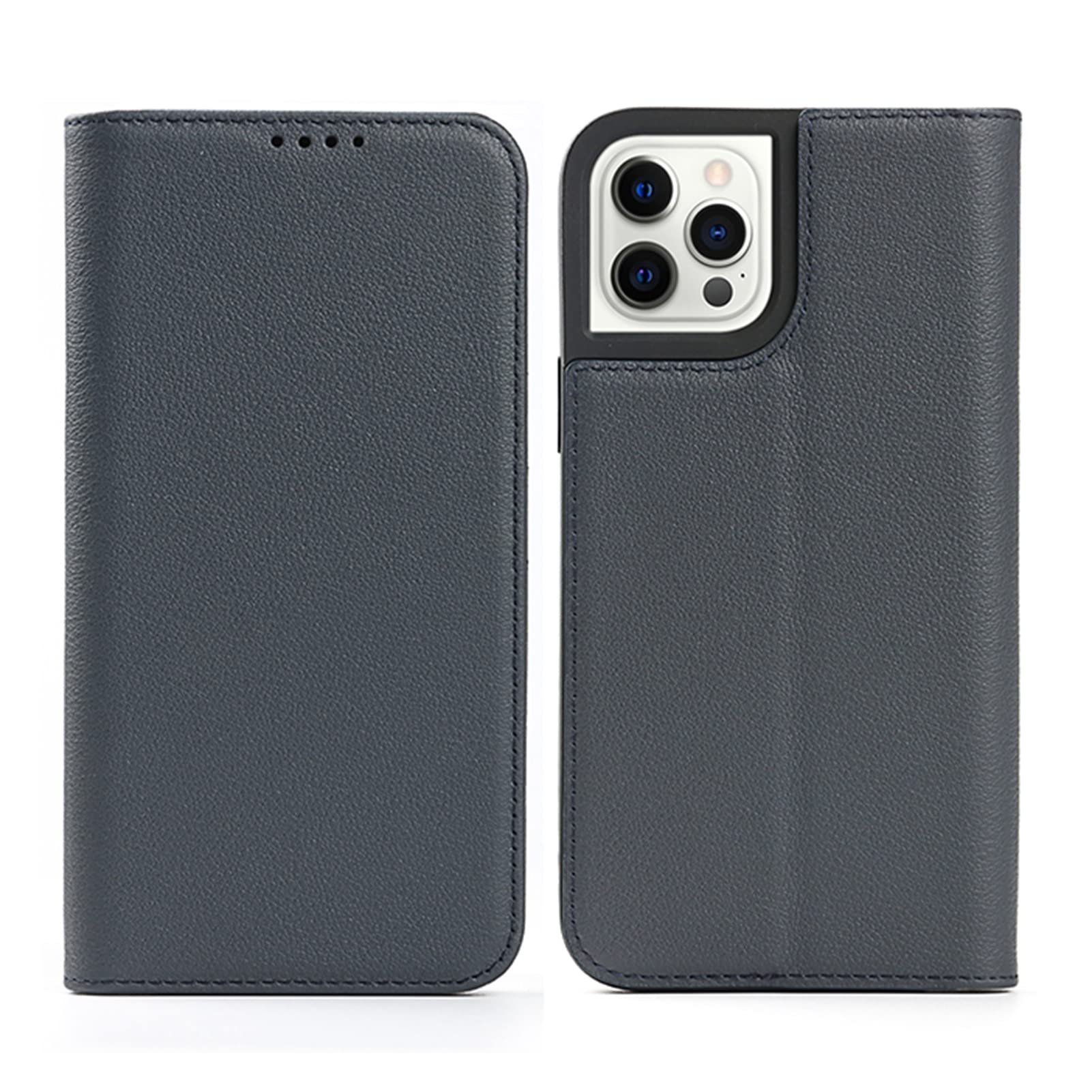 Premium Magnetic Flip Leather Wallet Case for iPhone 13 Pro Max/13/13 Mini - Shockproof, Card Slot & Kickstand (Blue, 6.7