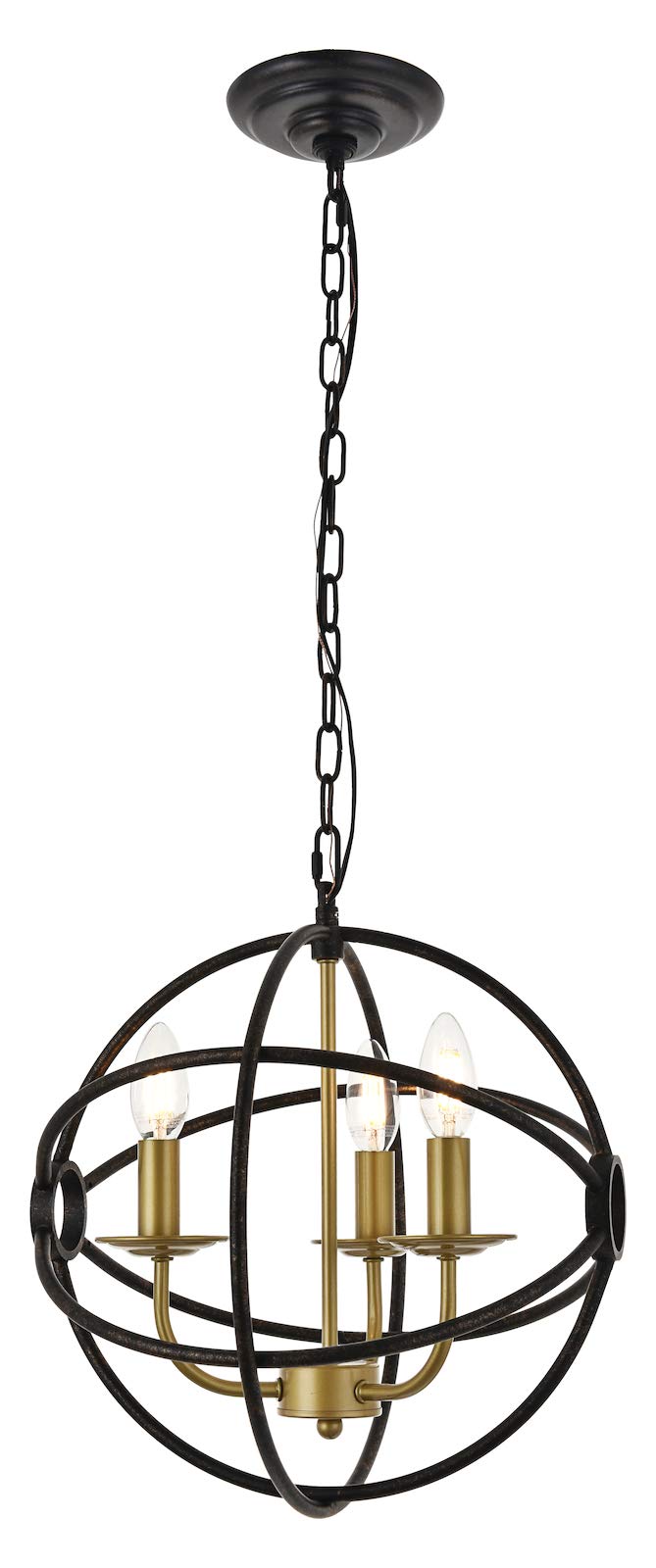 Octavia 3-Light Brass & Dark Brown Pendant Light Fixture - Perfect for Dining Room, Kitchen Island, or Entryway Lighting