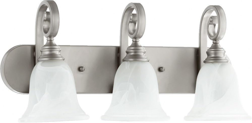 Bryant Collection 5154-3-64 Traditional Three-Light Bathroom Vanity Light Fixture in Pewter, Nickel & Silver Finishes - Perfect for Master Bath, Powder Room or Vintage Home Decor