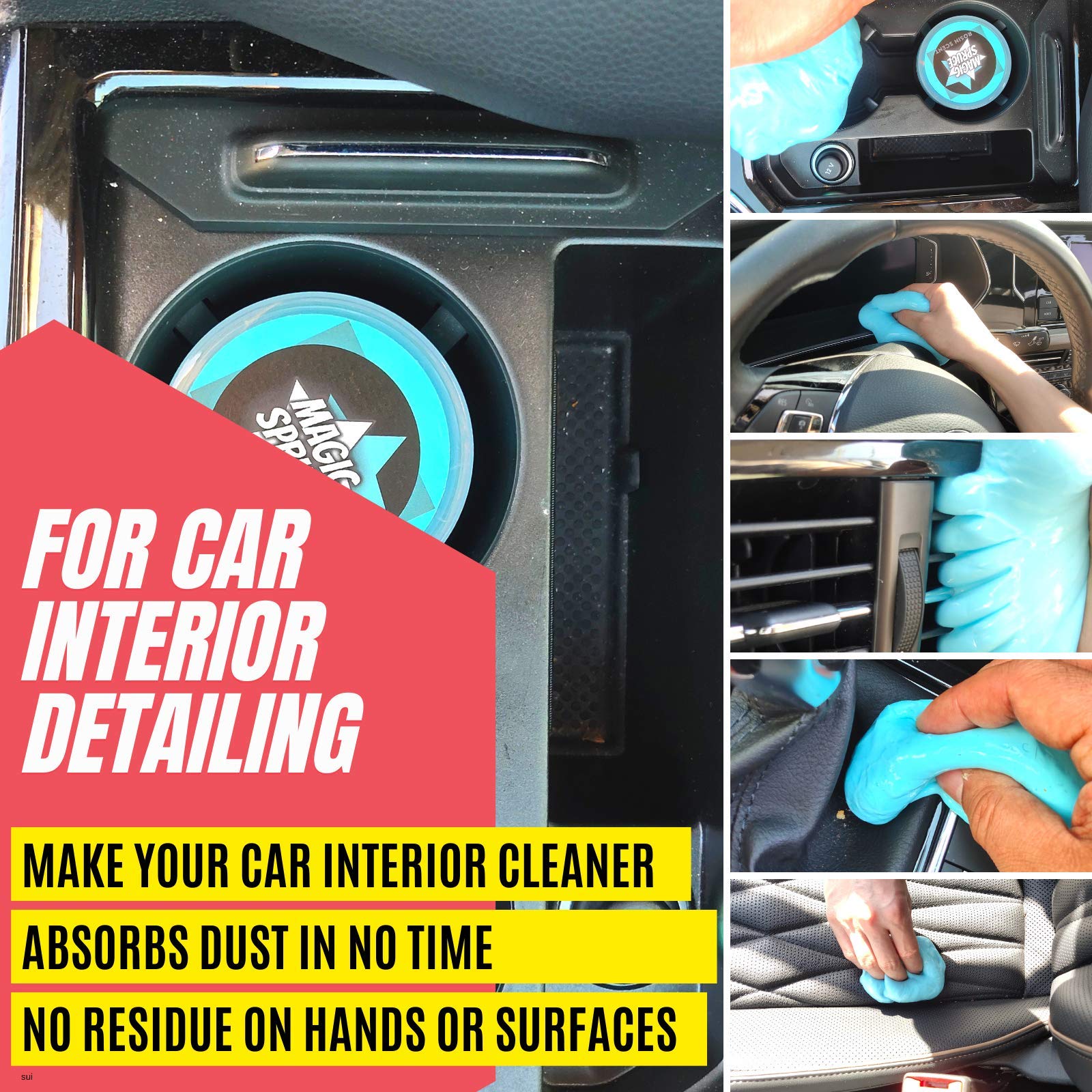 Magic Spruce Car Cleaning Gel Kit - 2 Pack with Brushes for Auto, Keyboard & PC Cleaning