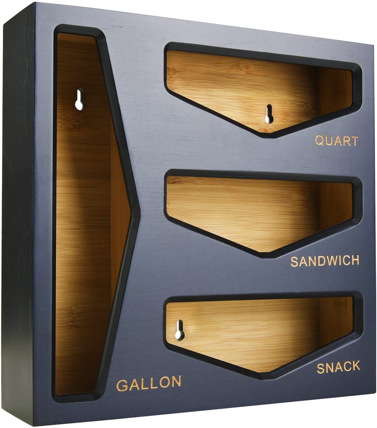 Eco-Friendly Bamboo Ziplock Bag Organizer - Kitchen Drawer Storage for Gallon, Quart, Sandwich & Snack Bags - Perfect for Food Storage & Pantry Organization (Black) | Ideal for Meal Prep, Camping & Home Organization