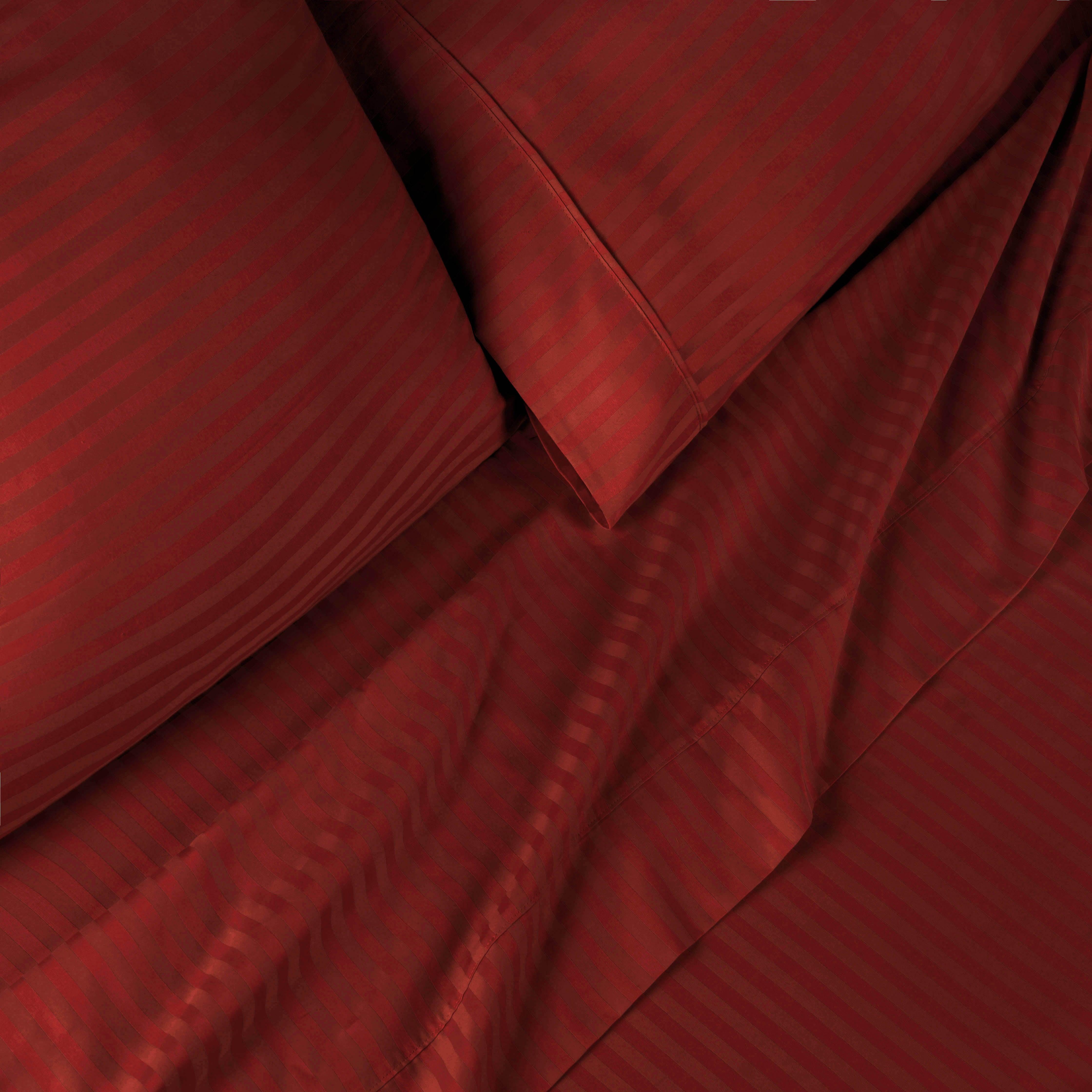 Premium 300 Thread Count Egyptian Cotton Sheet Set - Deep Pocket, Striped Design for Ultimate Comfort & Luxury - Perfect for Master Bedrooms, Guest Rooms & Hotels