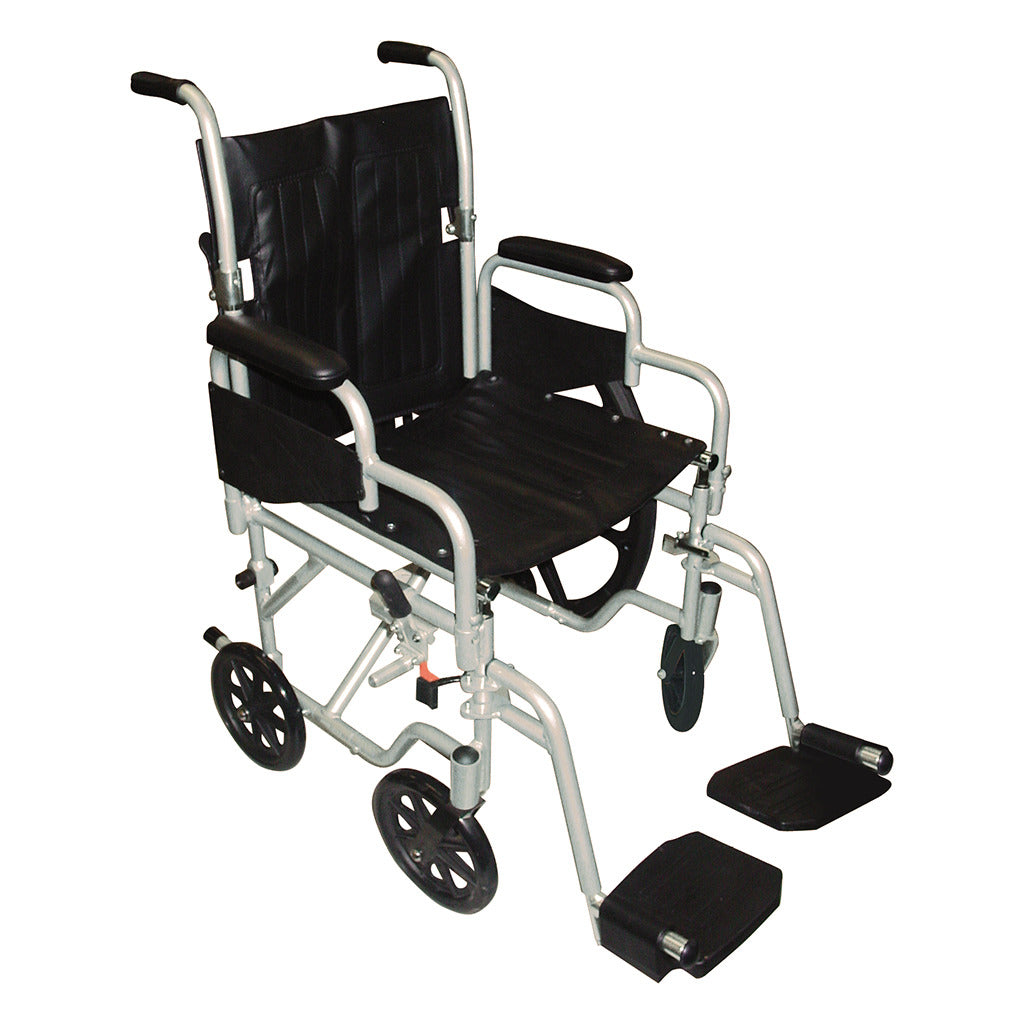 Lightweight Transport Wheelchair with Swing-Away Footrest - Foldable, Portable Mobility Aid for Seniors & Travel - Ideal for Airports, Hospitals & Outdoor Use