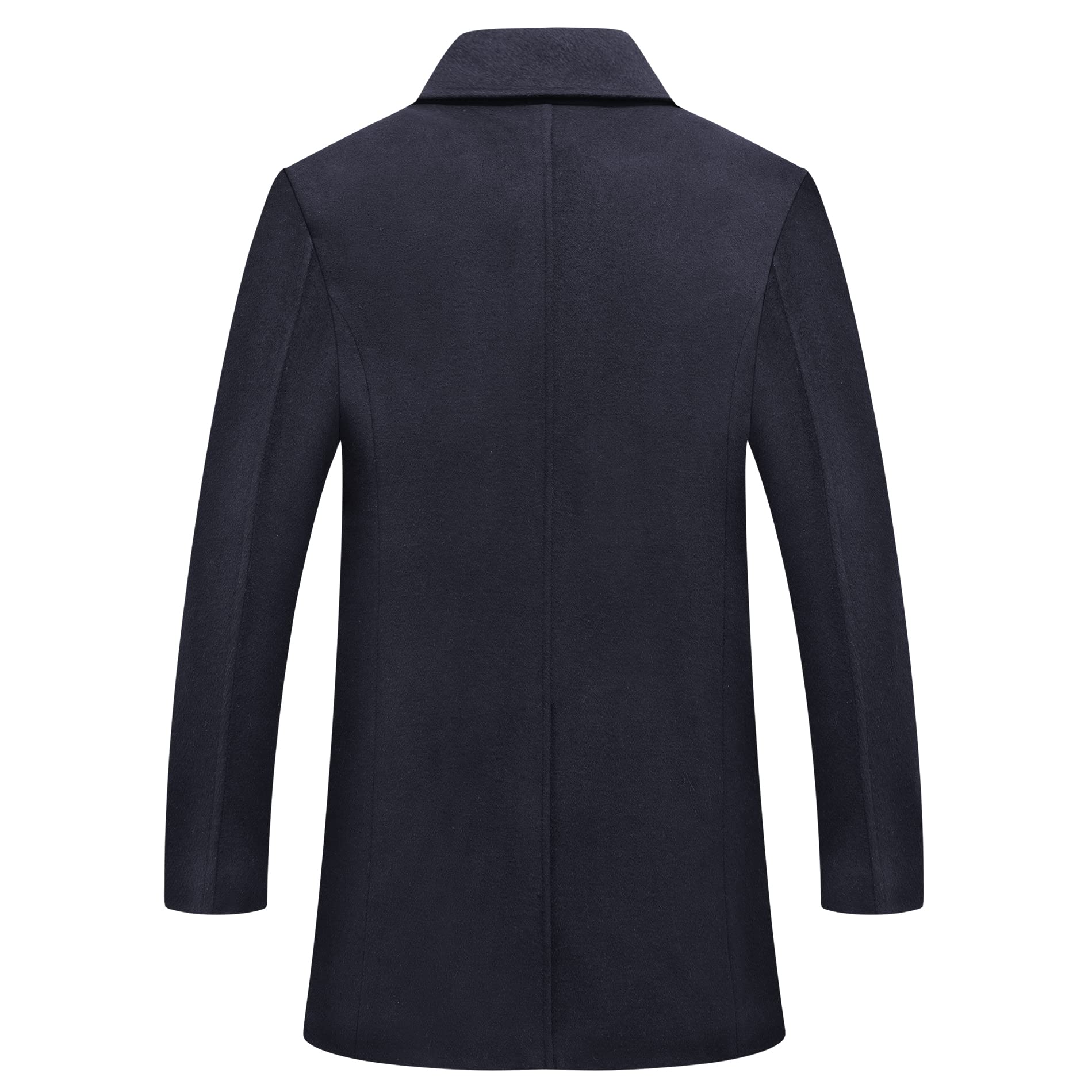 PRIJOUHE Men's Wool Blend Double Breasted Pea Coat - Business Casual Trench Coat for Office, Winter & Formal Occasions