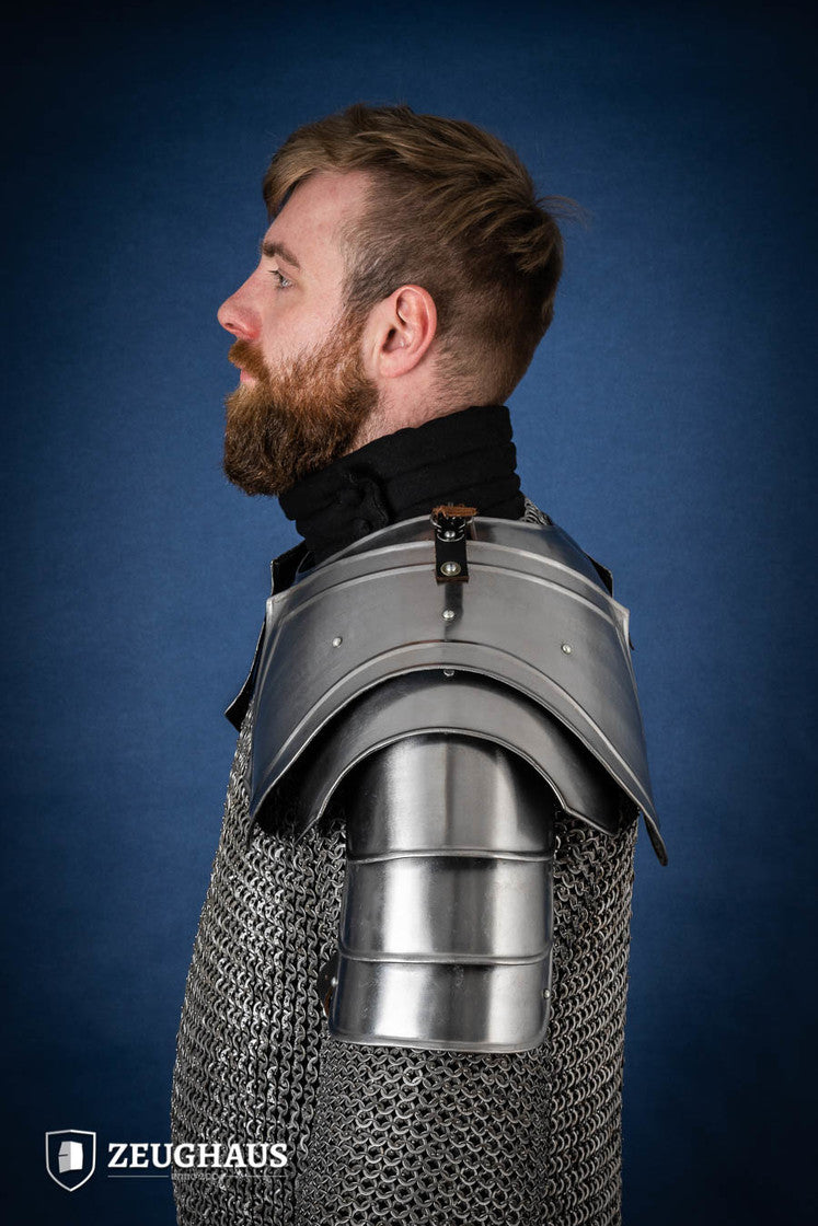 Polished Warrior Pauldrons - Medieval Armor Shoulder Guards for LARP, Cosplay & Renaissance Fairs | Authentic Knight Costume Accessory