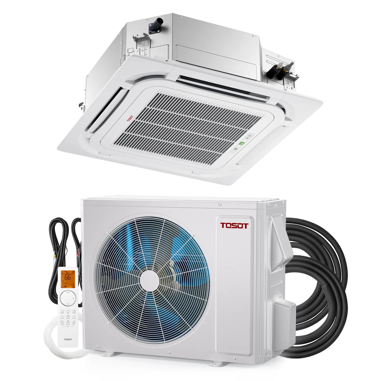 34,000 BTU Ceiling Cassette Mini Split Air Conditioner - High Efficiency Cooling System for Large Rooms, Homes & Offices | Quiet & Energy Saving AC Unit for Year-Round Comfort