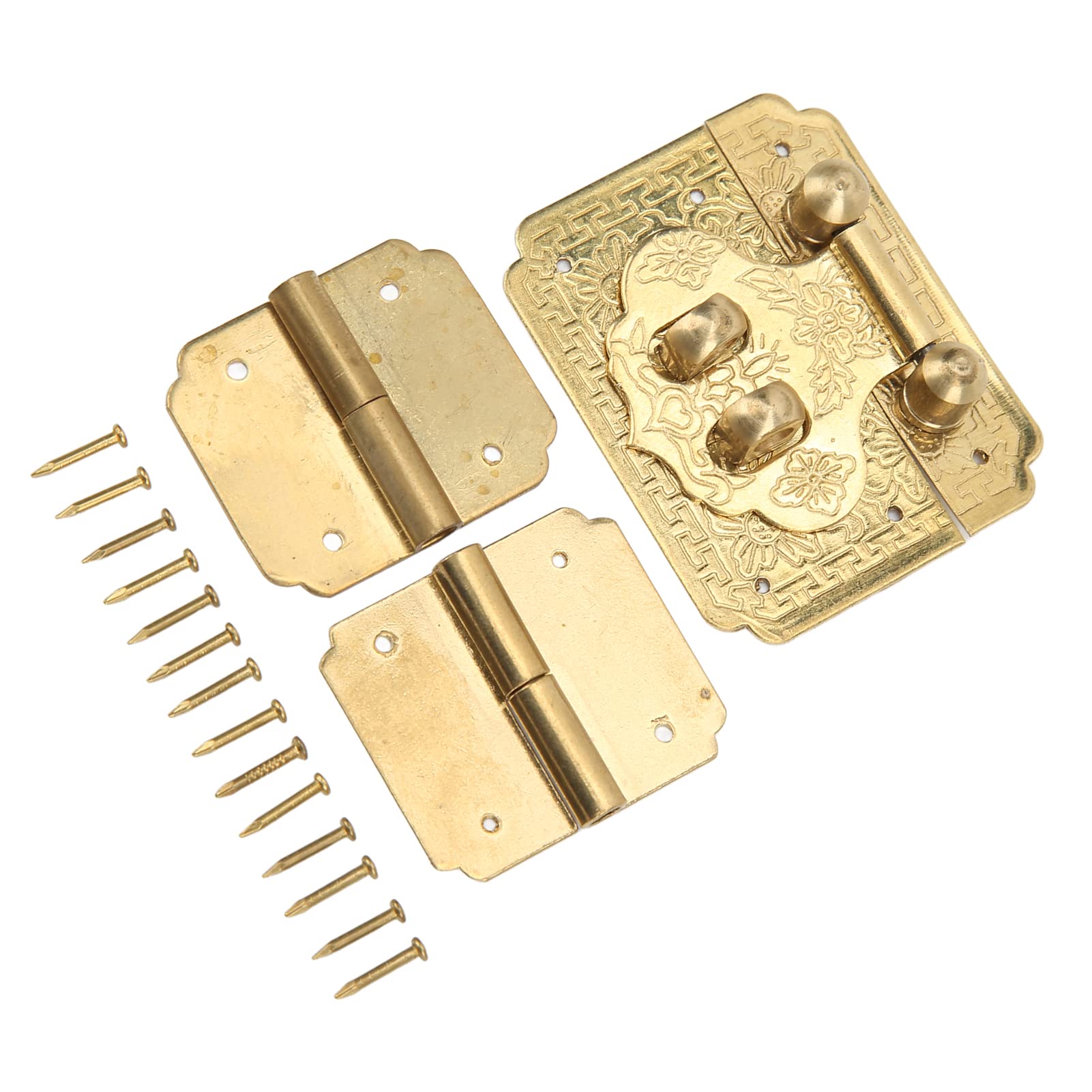 Premium Gold Cabinet Hinges with Locking Buckle - Heavy Duty Box Hinge Set (1 Pair) for Secure Storage Cabinets, Jewelry Cases & Decorative Trunks | Ideal for Home Organization & Luxury Furniture