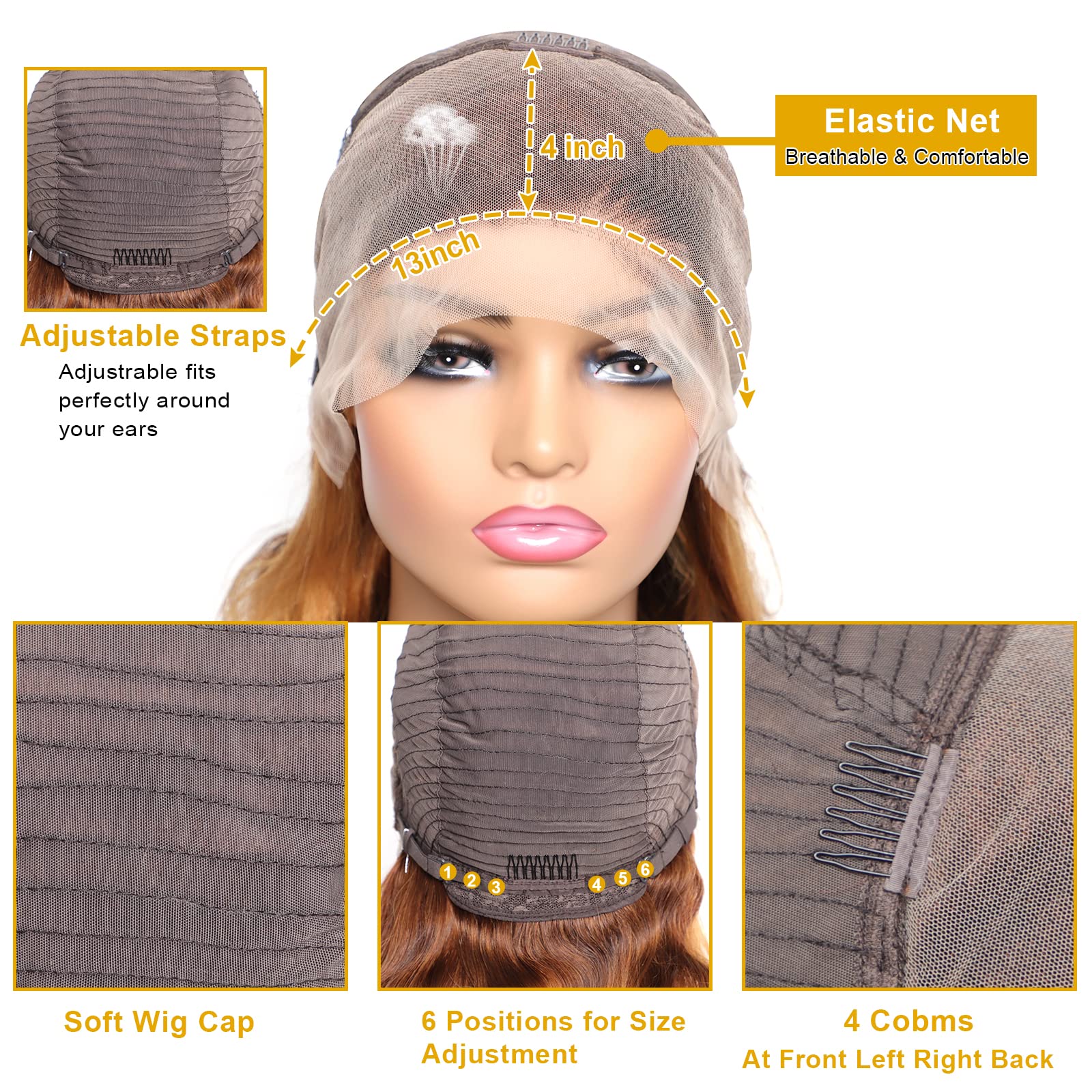 13x4 HD Transparent Honey Blonde Ombre Lace Front Wig Human Hair - 180% Density 4/27 Colored Body Wave Glueless Wig for Women (30 Inch) | Perfect for Daily Wear, Parties, Cosplay & Special Occasions