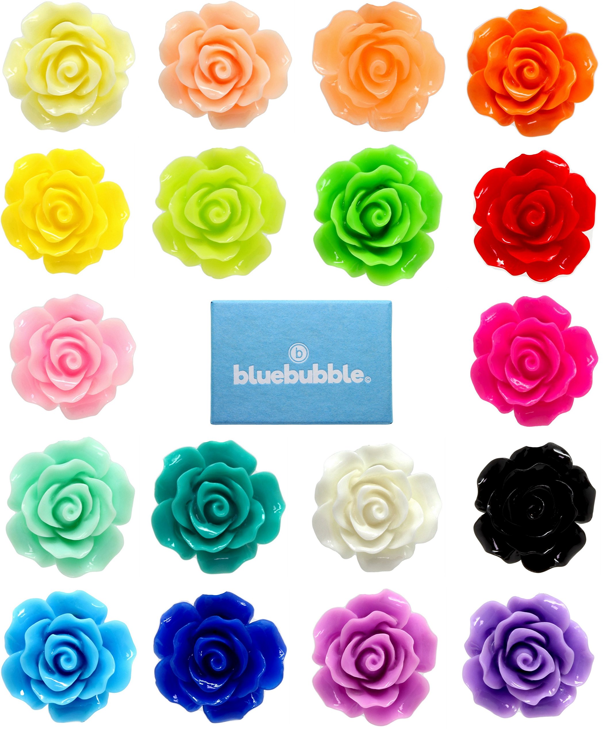 Bluebubble ENGLISH ROSE 22mm Sapphire Blue Carved Rose Clip-On Earrings with Gift Card - Elegant Jewelry for Weddings, Parties & Special Occasions