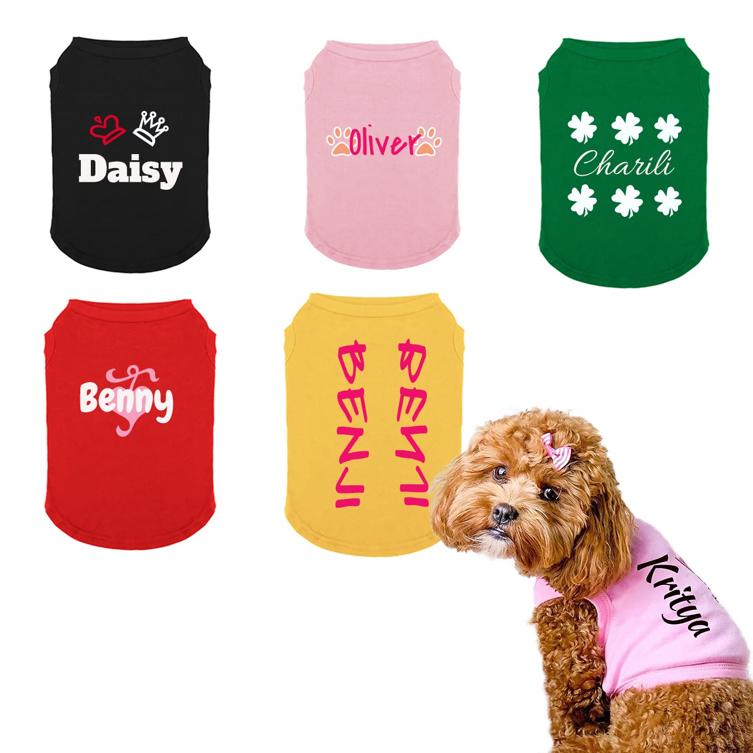 Custom Name Dog Summer Shirt - Personalized Pet T-Shirt for Small Dogs & Cats | Perfect for Summer Outings & Pet Photoshoots